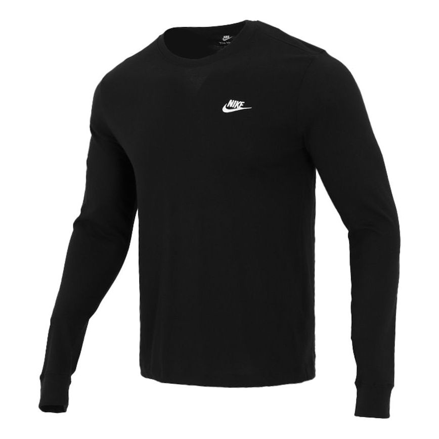 Men's Nike Embroidered Logo Loose Sports Running Long Sleeves Black T-Shirt AR5194-010 - 1