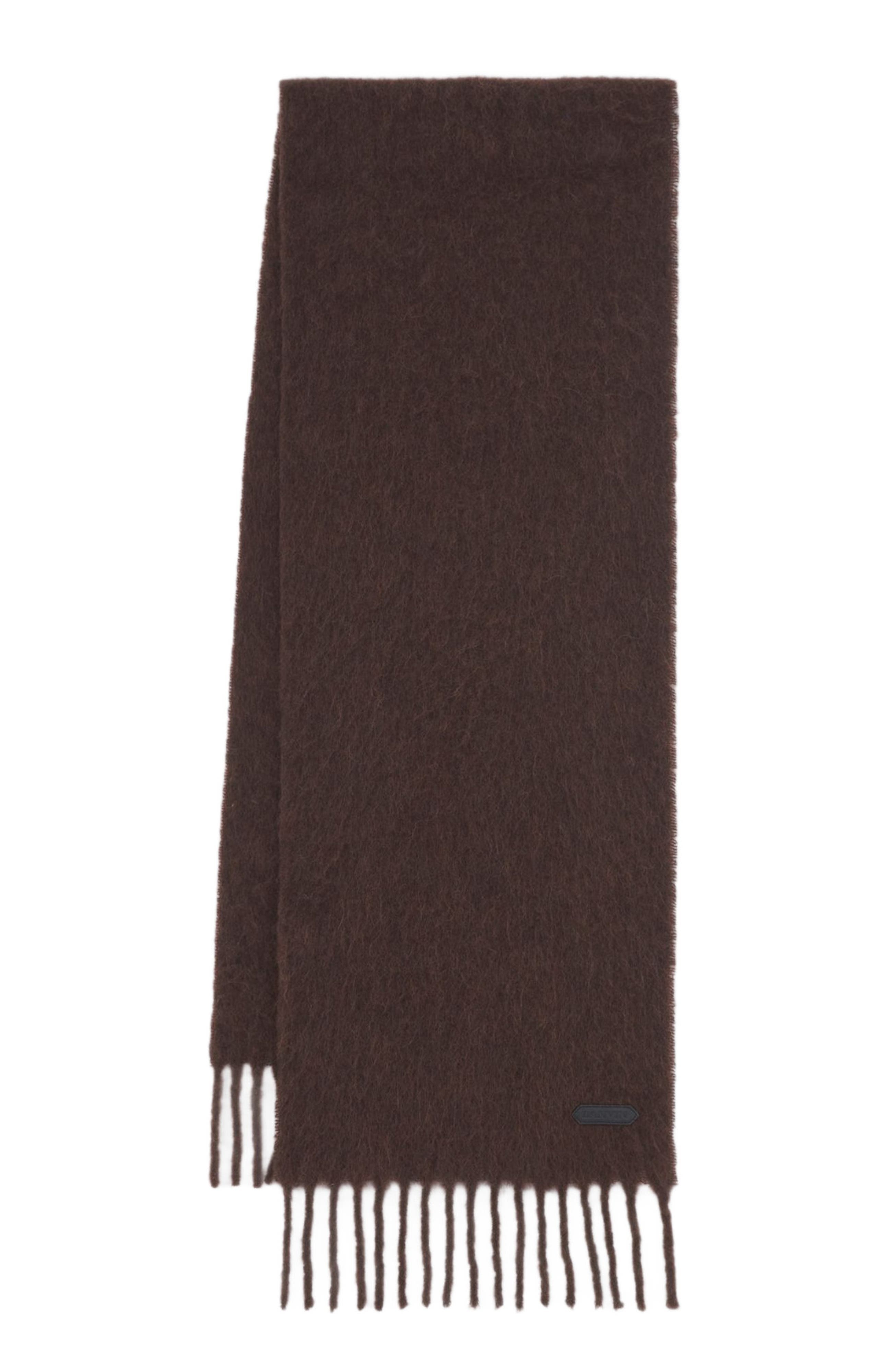Lanvin FRINGED SCARF IN WOOL in Dark Brown at Nordstrom - 1