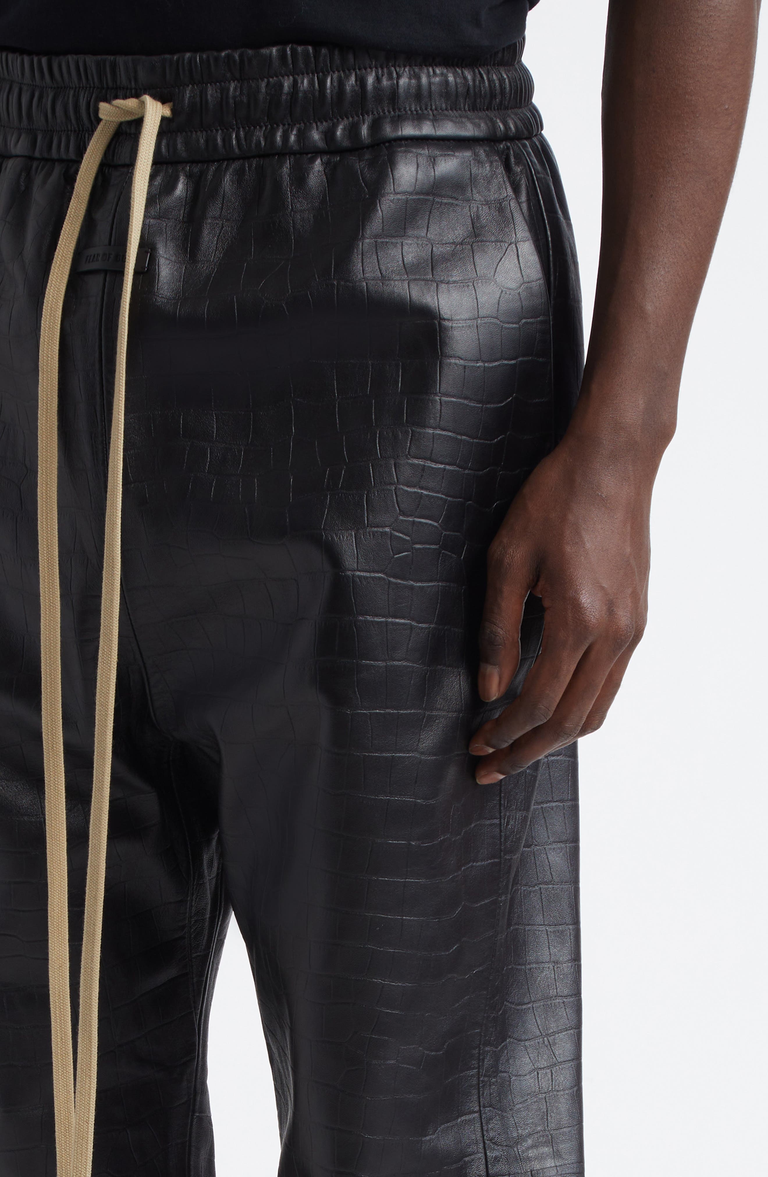 Fear of God Croc Embossed Leather Forum Pants in Black at Nordstrom - 4