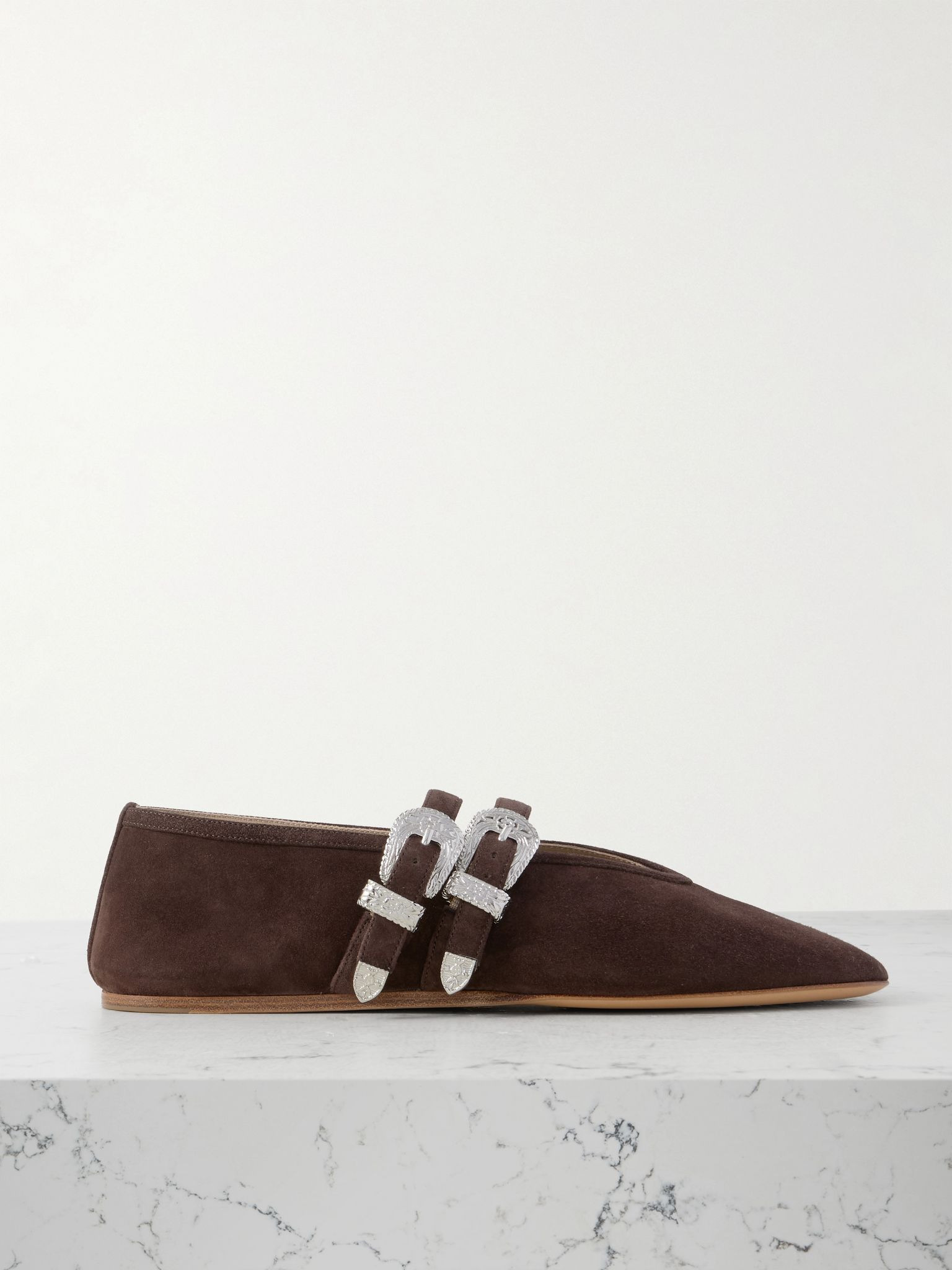 Claudia suede Mary-Jane ballet flats Chocolate - 1