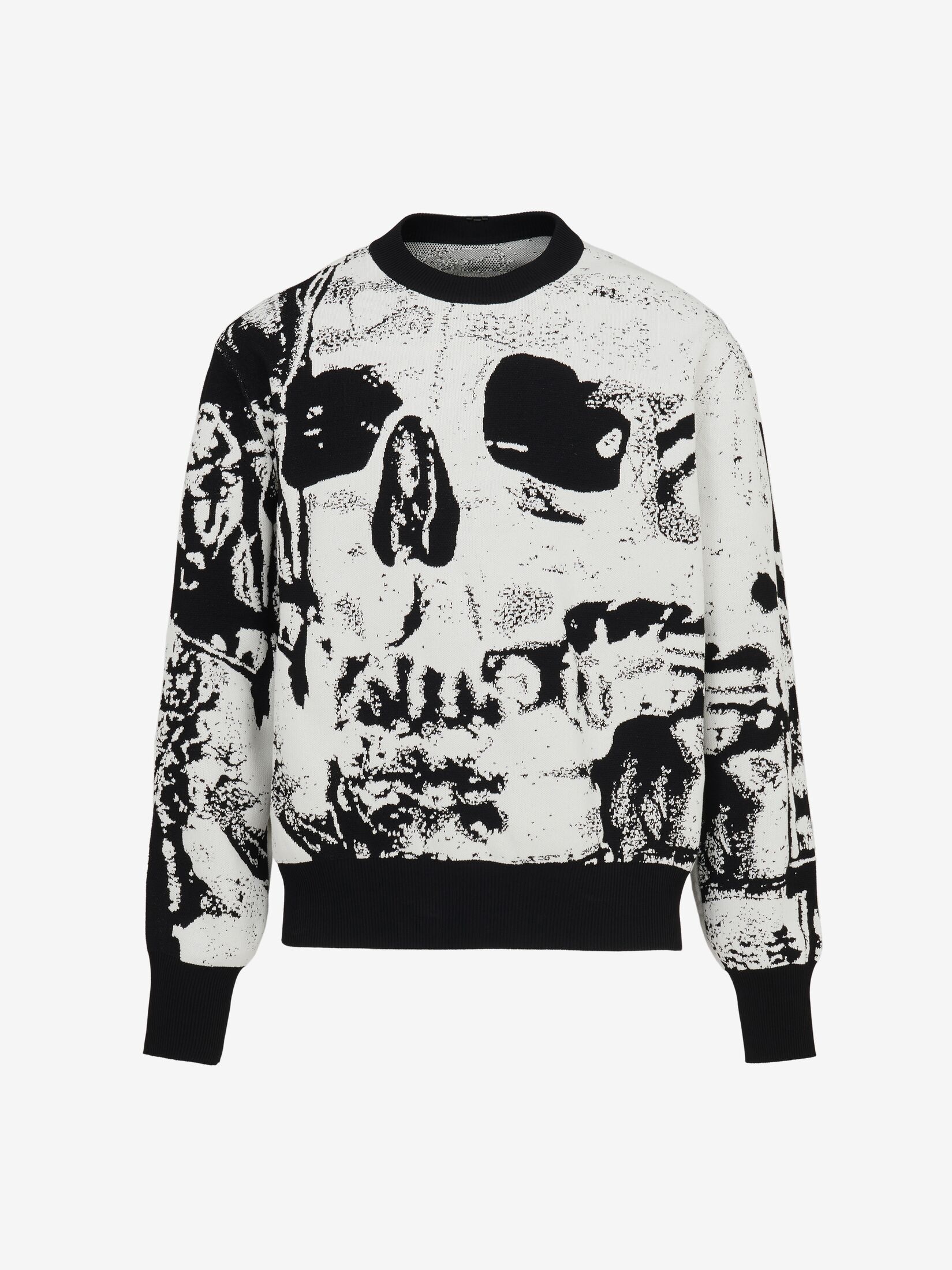 Men's Fold Skull Jacquard Jumper in Ivory/black - 1