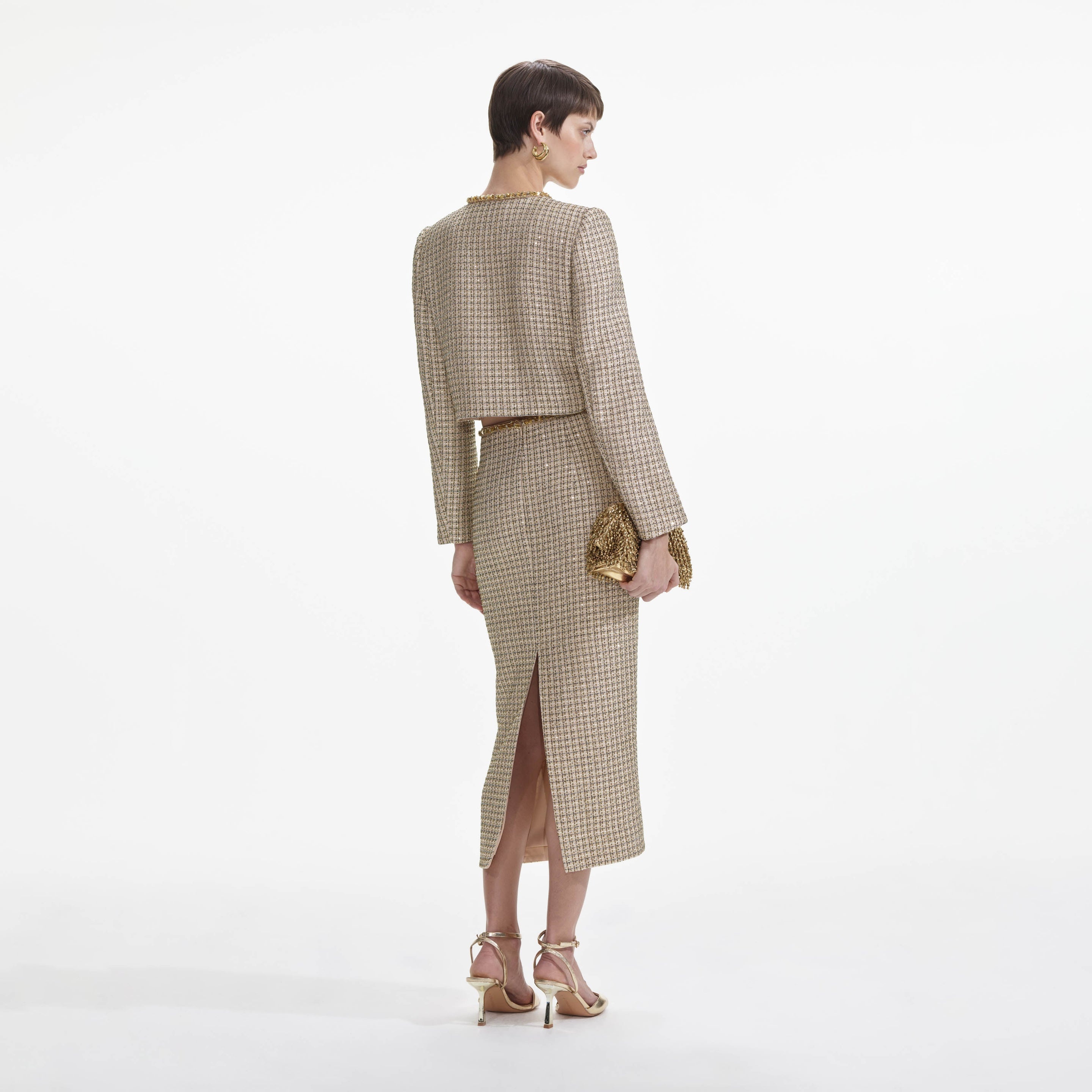 Gold Boucle Midi Skirt - 3