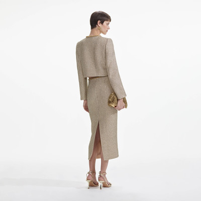 self-portrait Gold Boucle Midi Skirt outlook