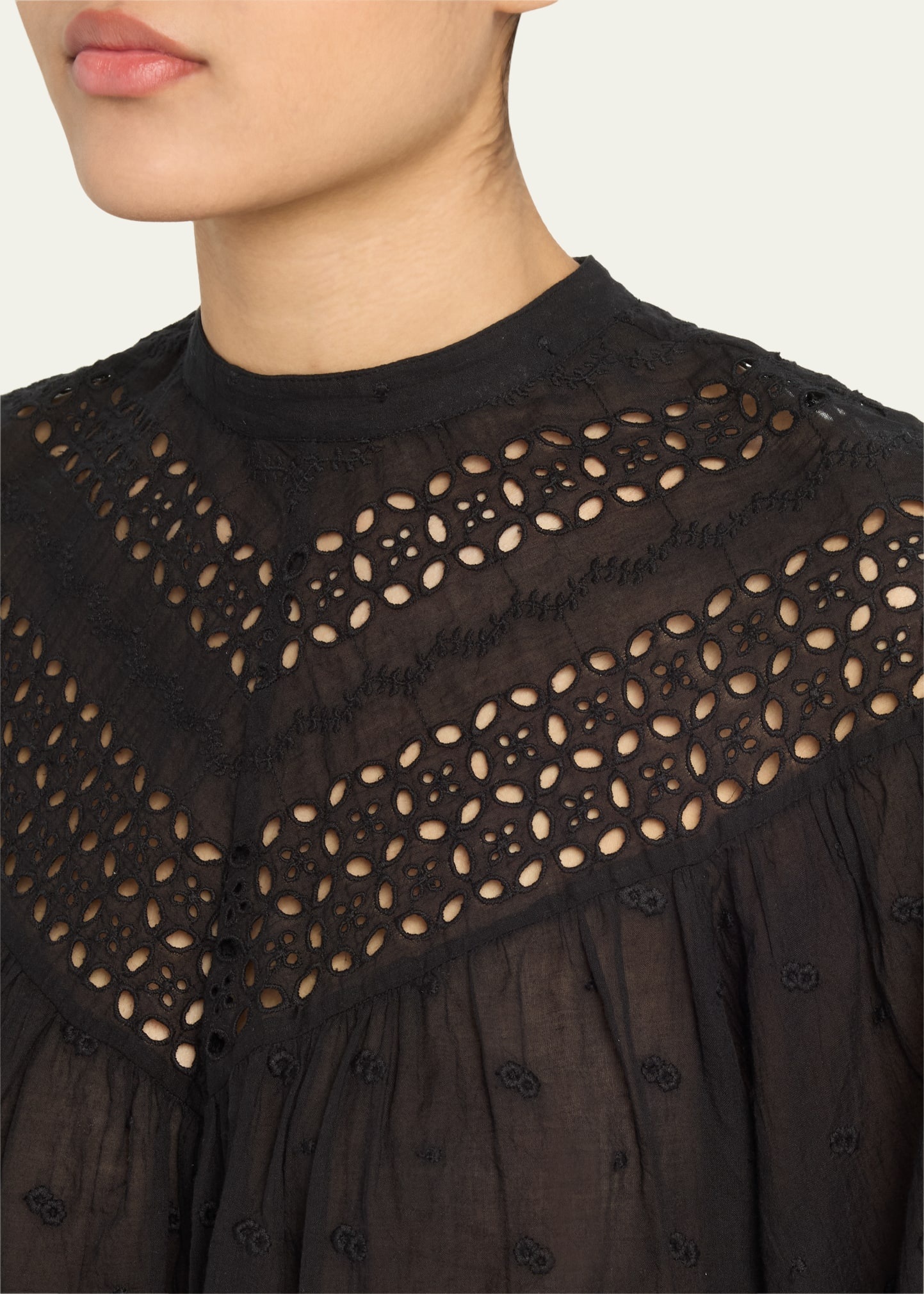 Mikki Eyelet Yoke Washed Cotton Blouse - 5