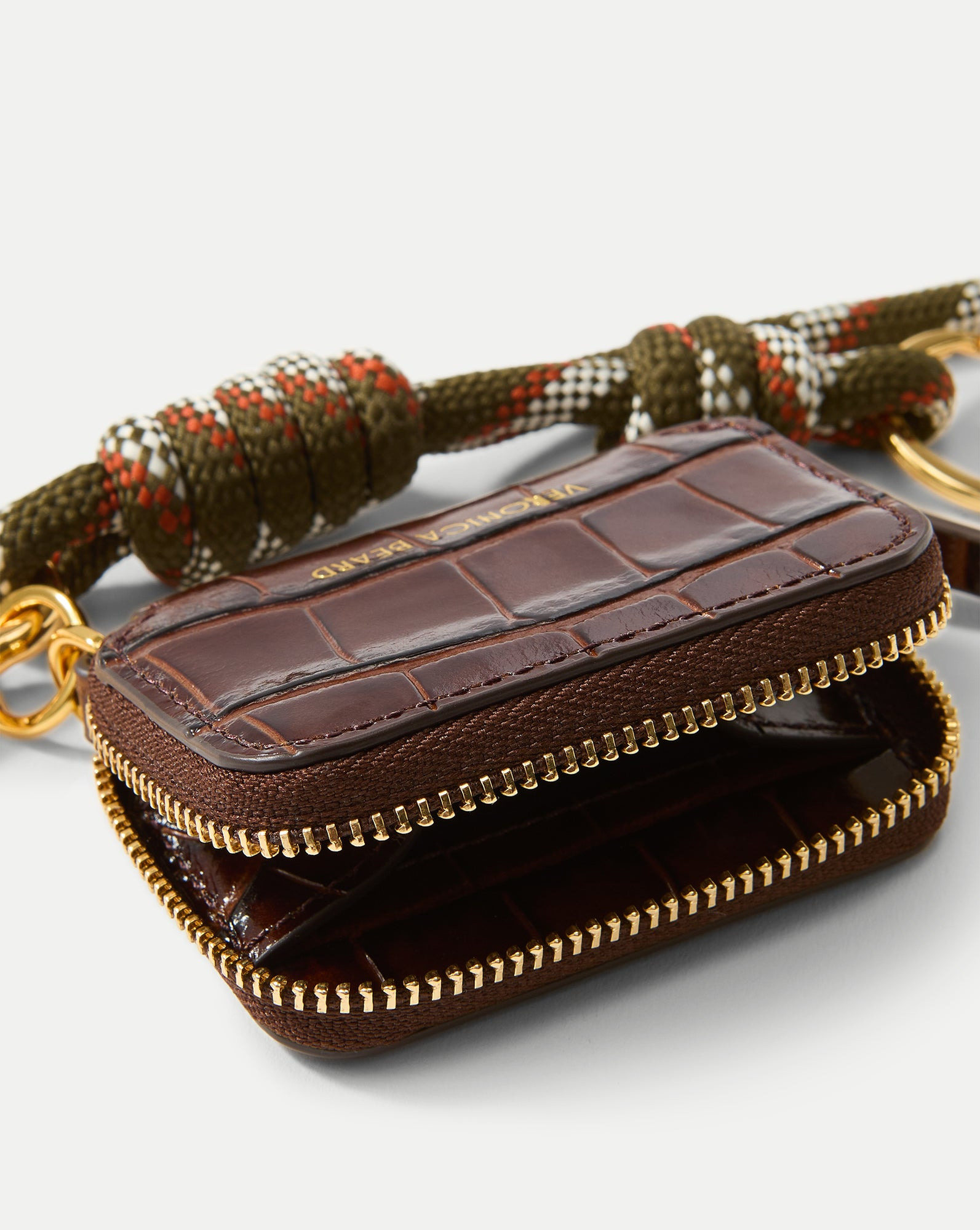 CROC-EMBOSSED ZIP POUCH BAG CHARM - 3
