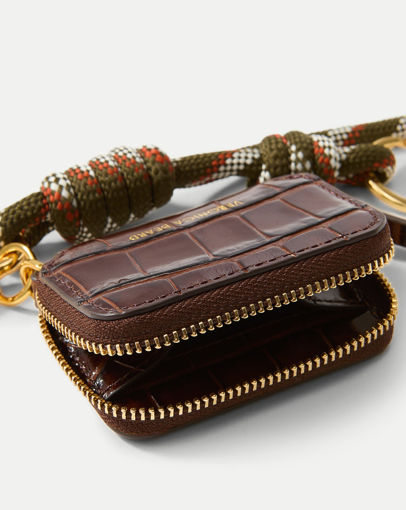 CROC-EMBOSSED ZIP POUCH BAG CHARM 3