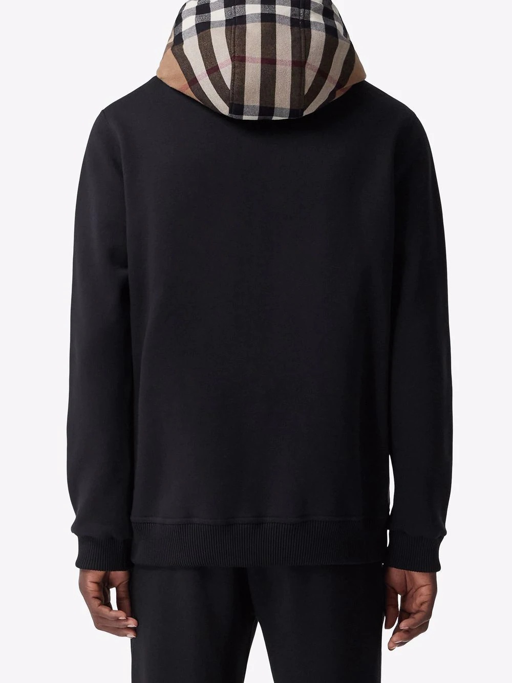 check-hood panelled hoodie - 4