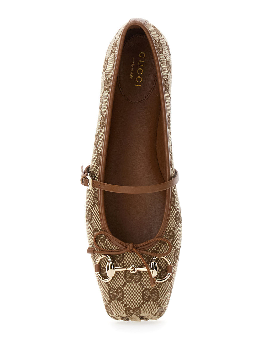 Gucci Women Brown Ballet Shoes With Horsebit And Bow On The Front In Gg Canvas Woman - 4