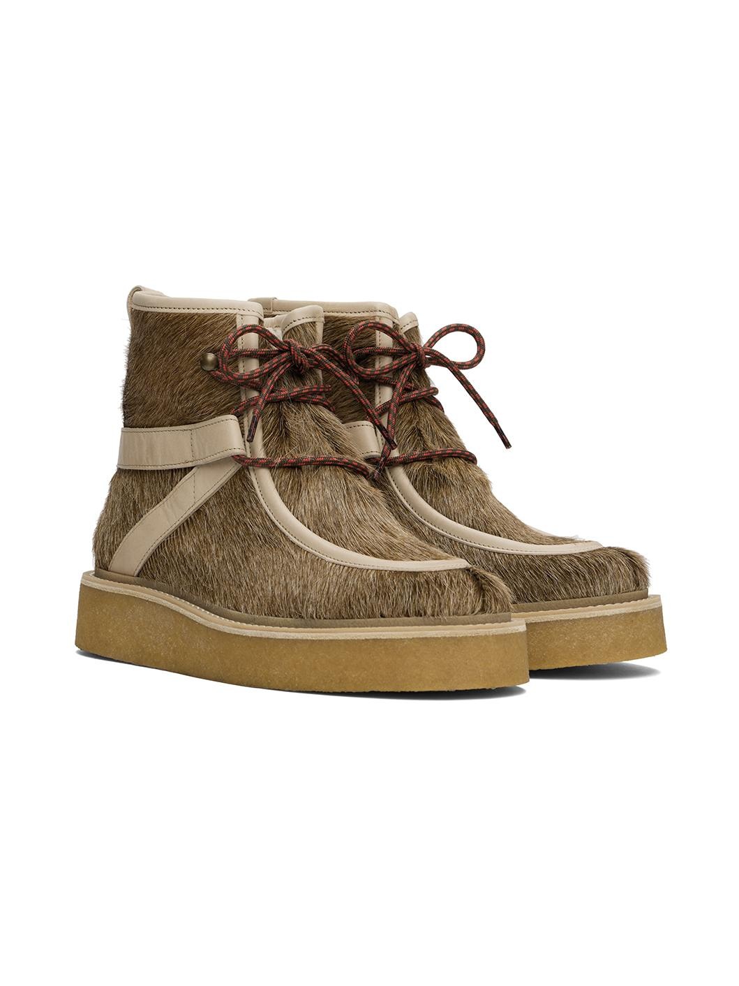 Brown Kenzo Paris Yuki Pony Leather Boots - 4