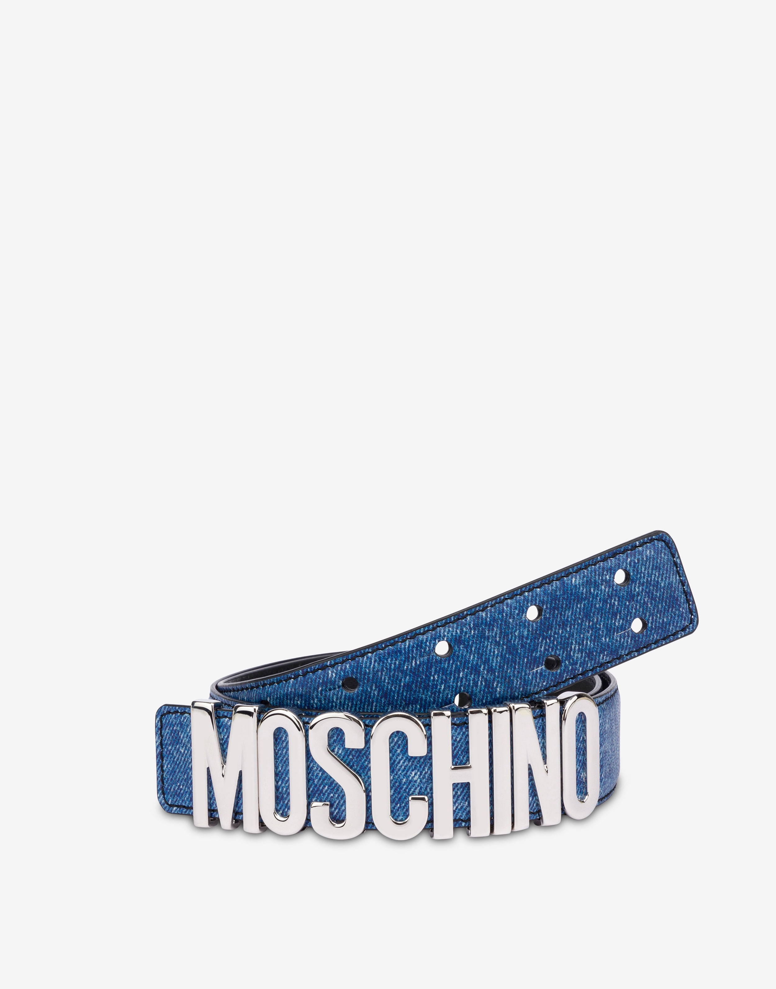 DENIM PRINT NAPPA LEATHER BELT - 3