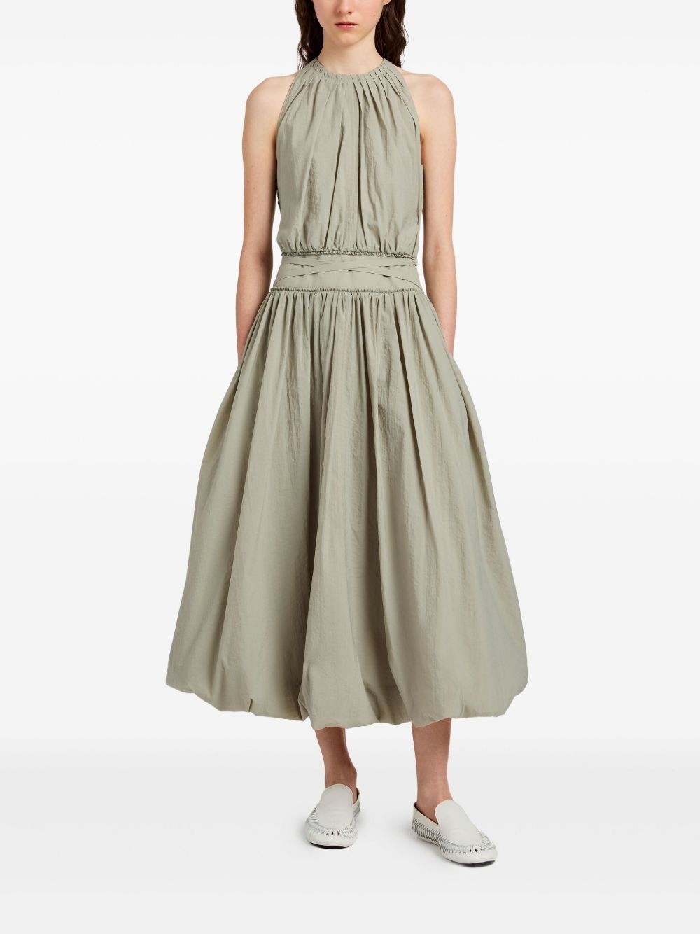 gathered halterneck midi dress - 2