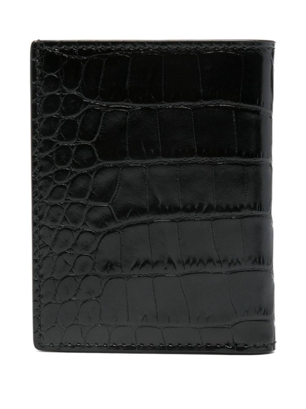 Shiny crocodile-print leather card holder - 3