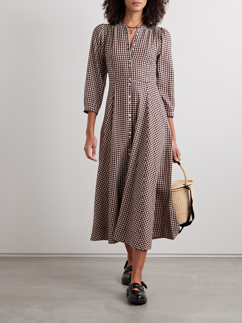 DÔEN Marielle Checked Organic Cotton-flannel Midi Dress outlook