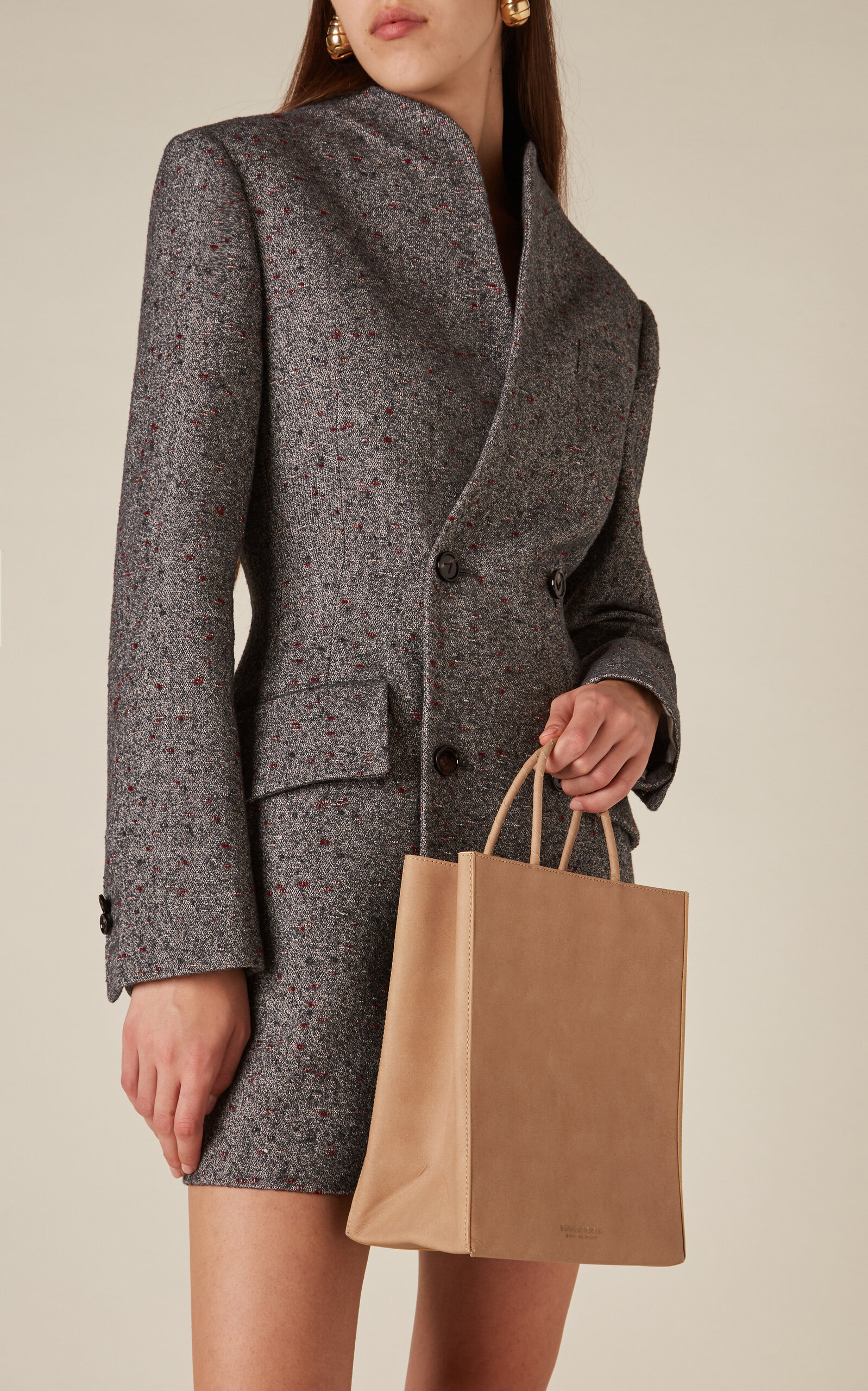 Small Paper Leather Shopping Bag neutral - 4