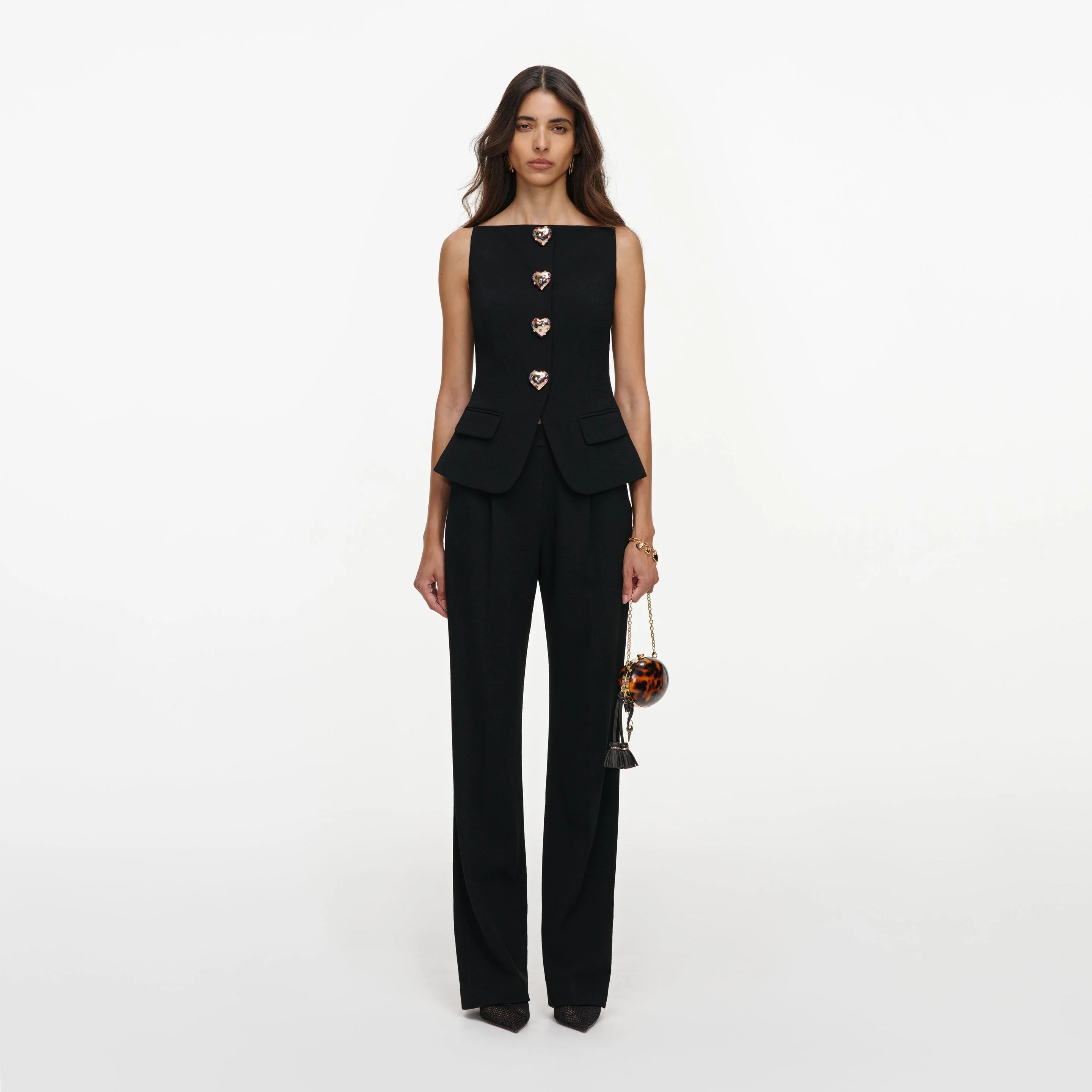 Black Wool Crepe Jumpsuit - 1