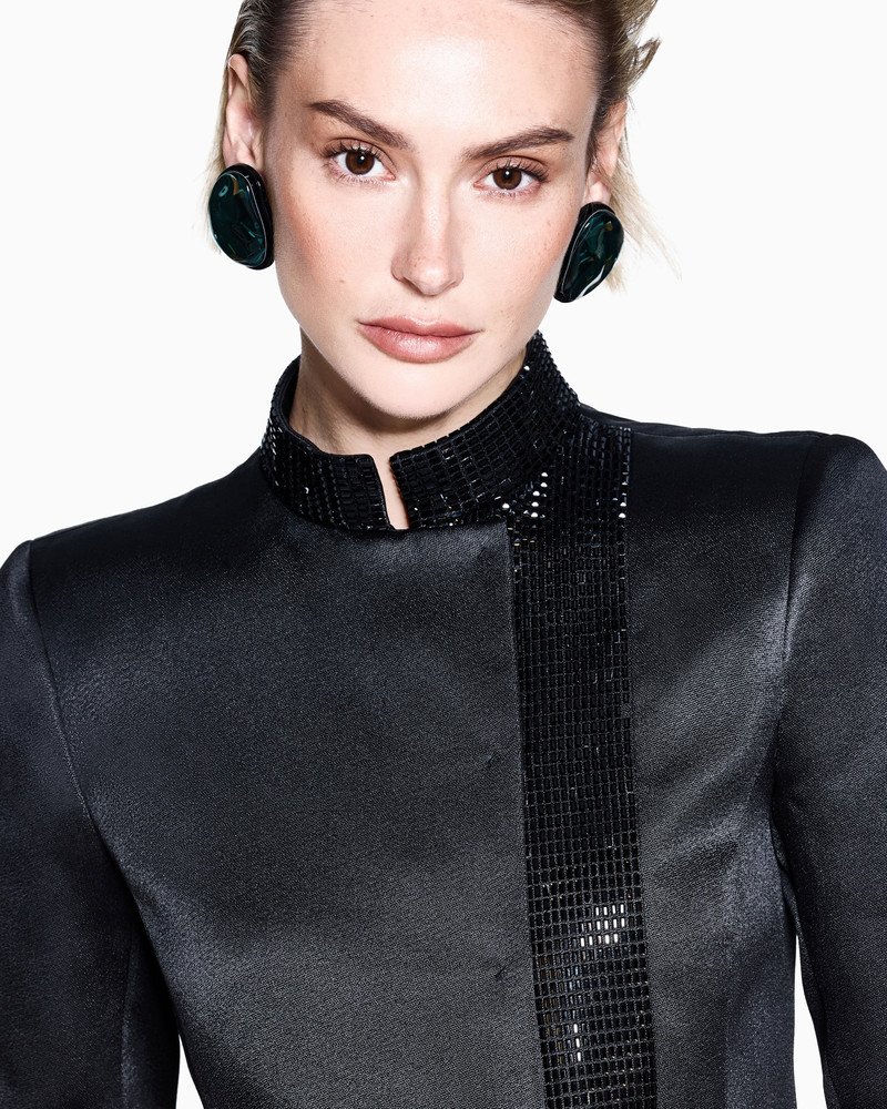 GIORGIO ARMANI SHORT VISCOSE AND SILK JACKET WITH RHINESTONE DETAIL outlook