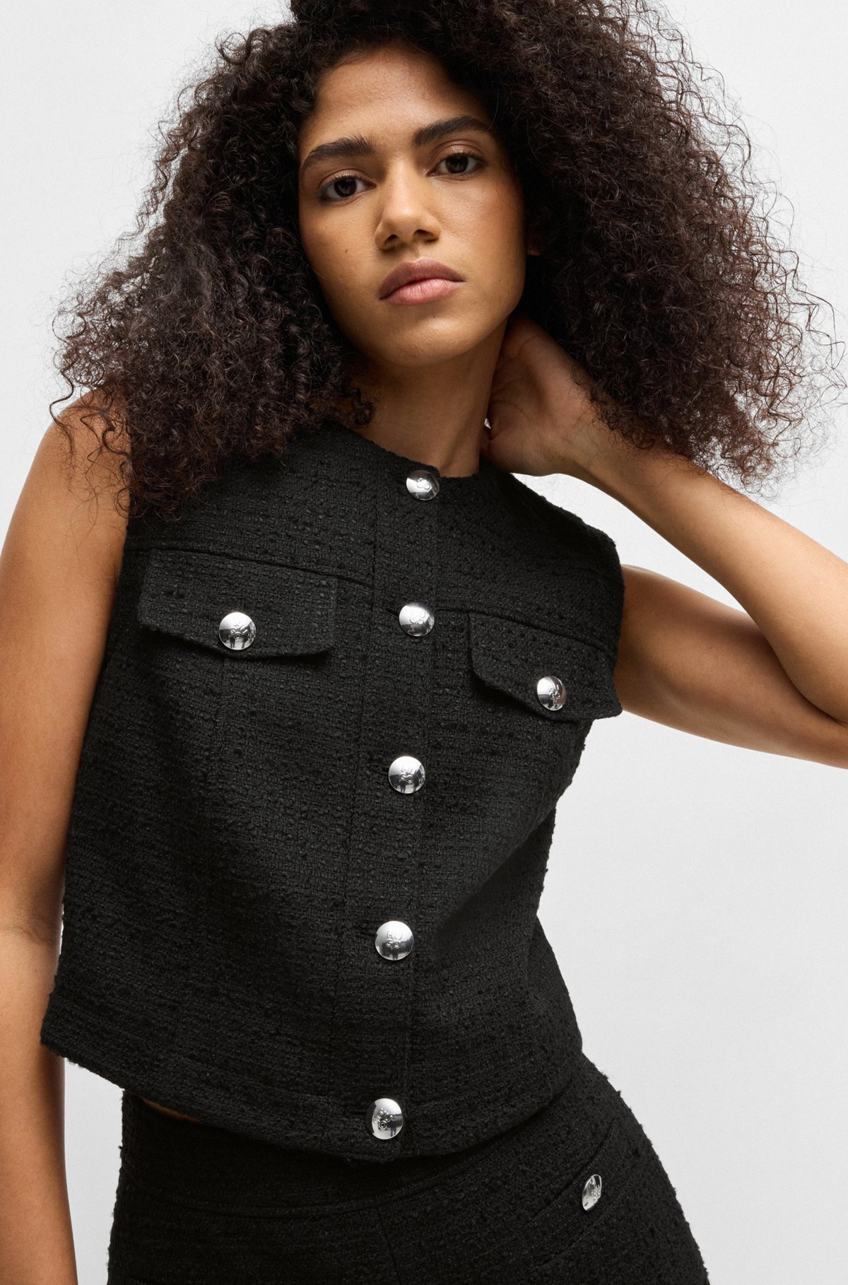 REGULAR-FIT WAISTCOAT IN BOUCLÉ FABRIC - 5