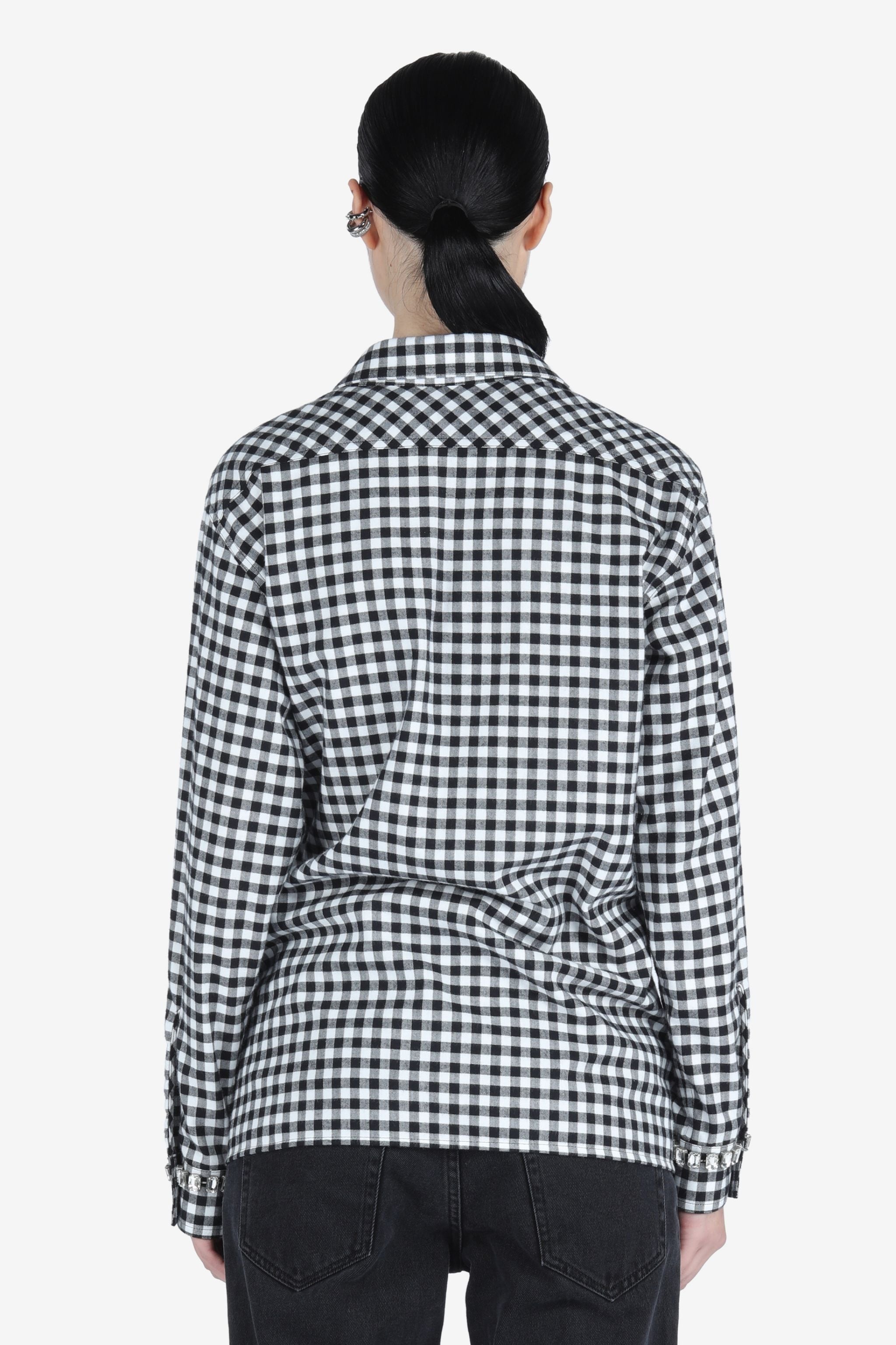 CRYSTAL-EMBELLISHED CHECKED COTTON SHIRT - 2