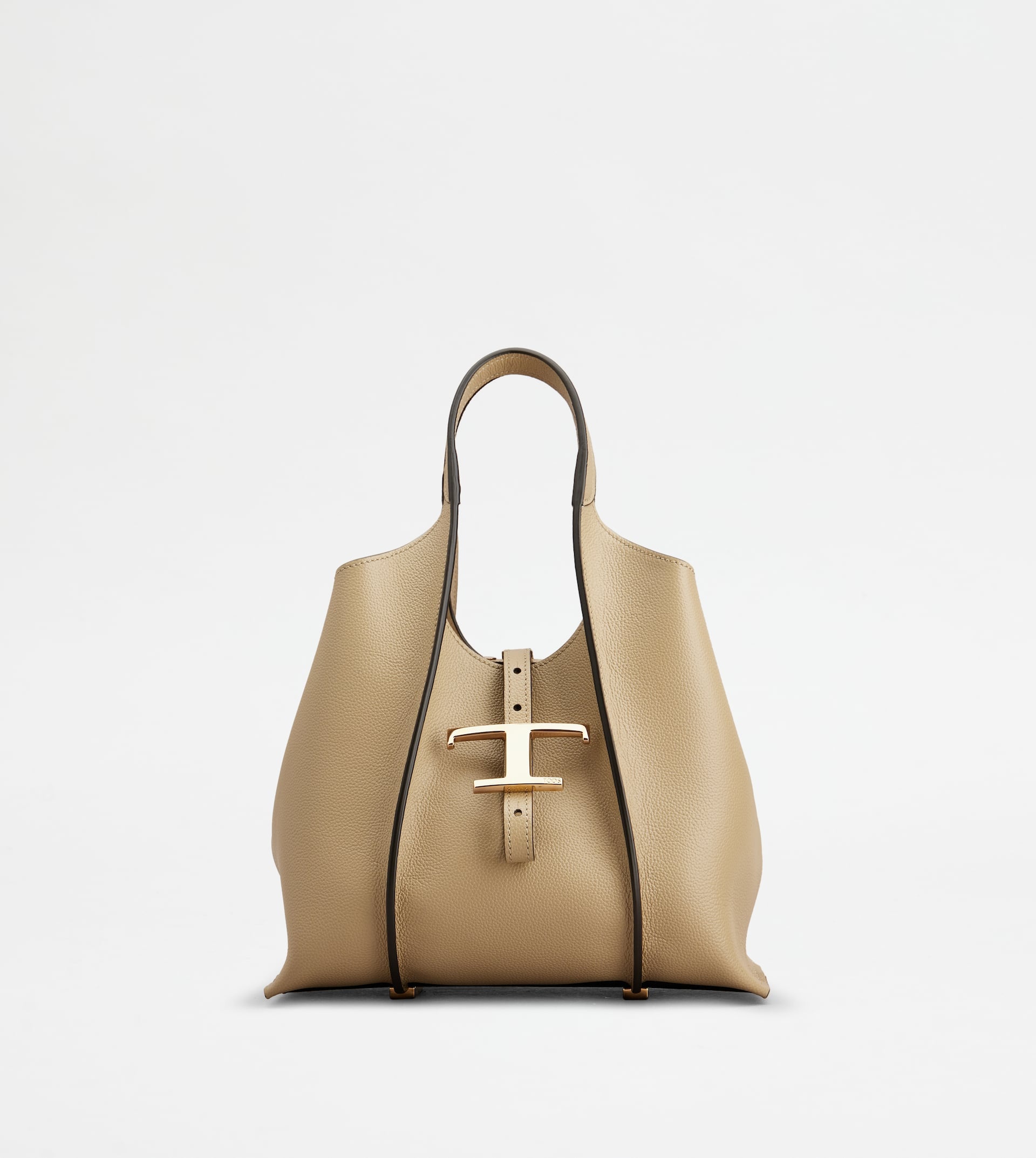 T TIMELESS SHOPPING BAG IN LEATHER MINI - BEIGE - 1