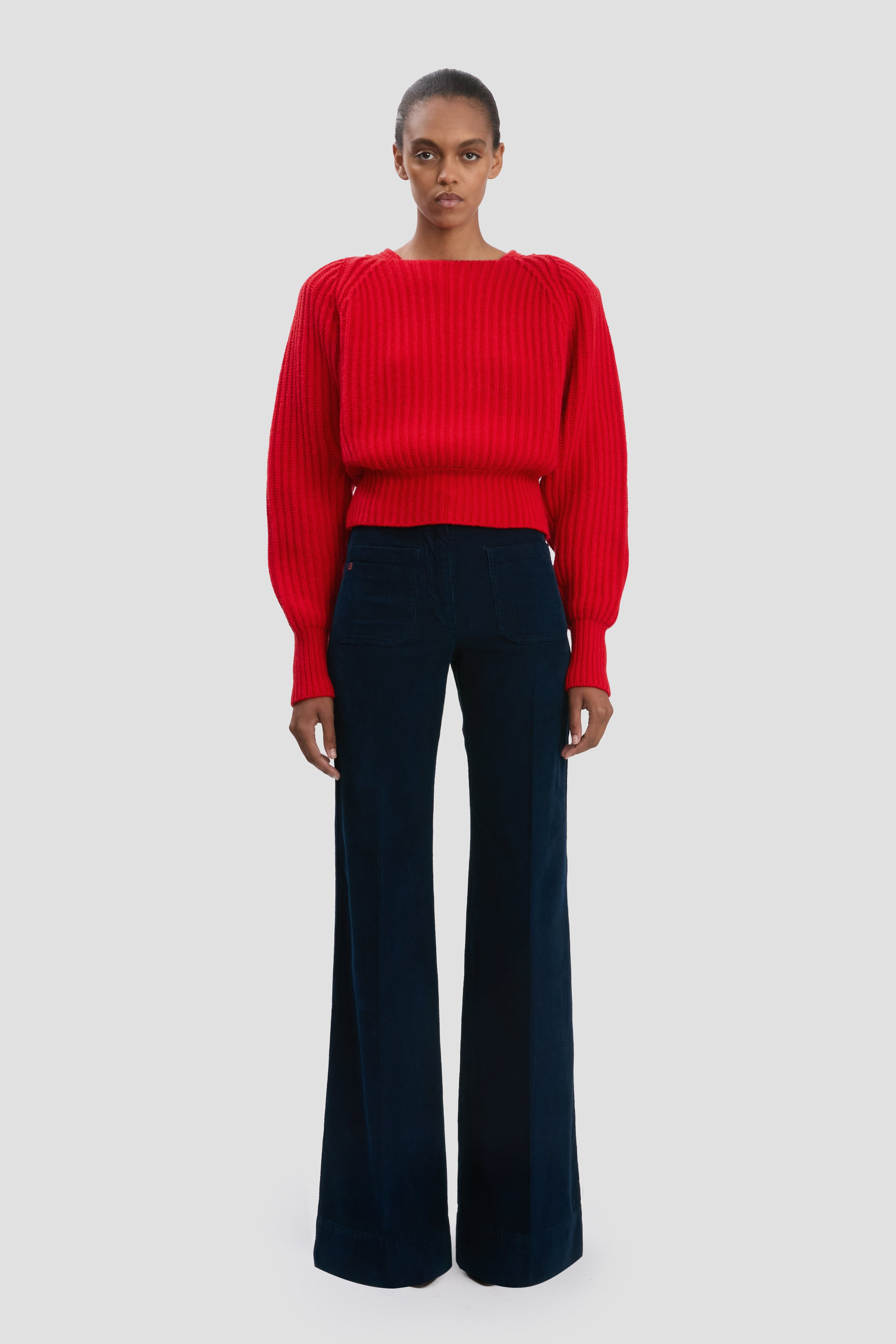 Rib Detail Cropped Jumper In Cayenne - 2