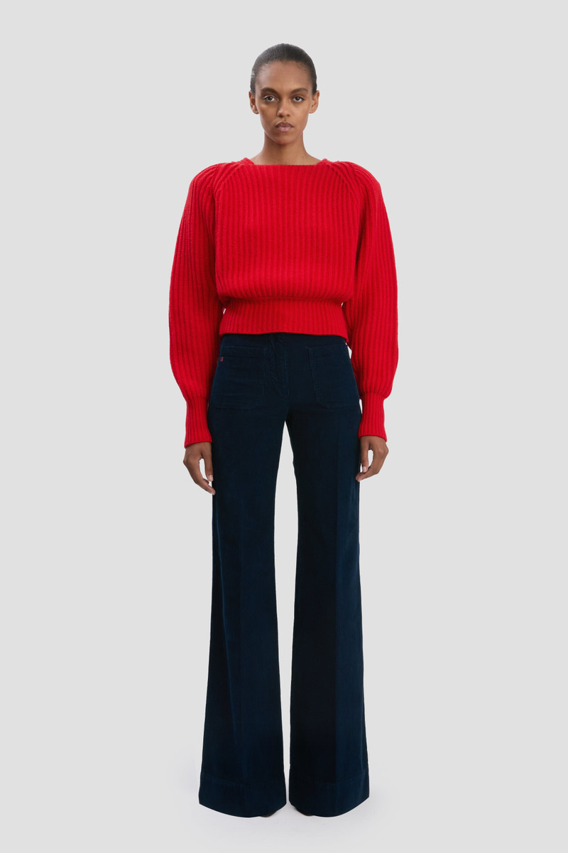 Victoria Beckham Rib Detail Cropped Jumper In Cayenne outlook