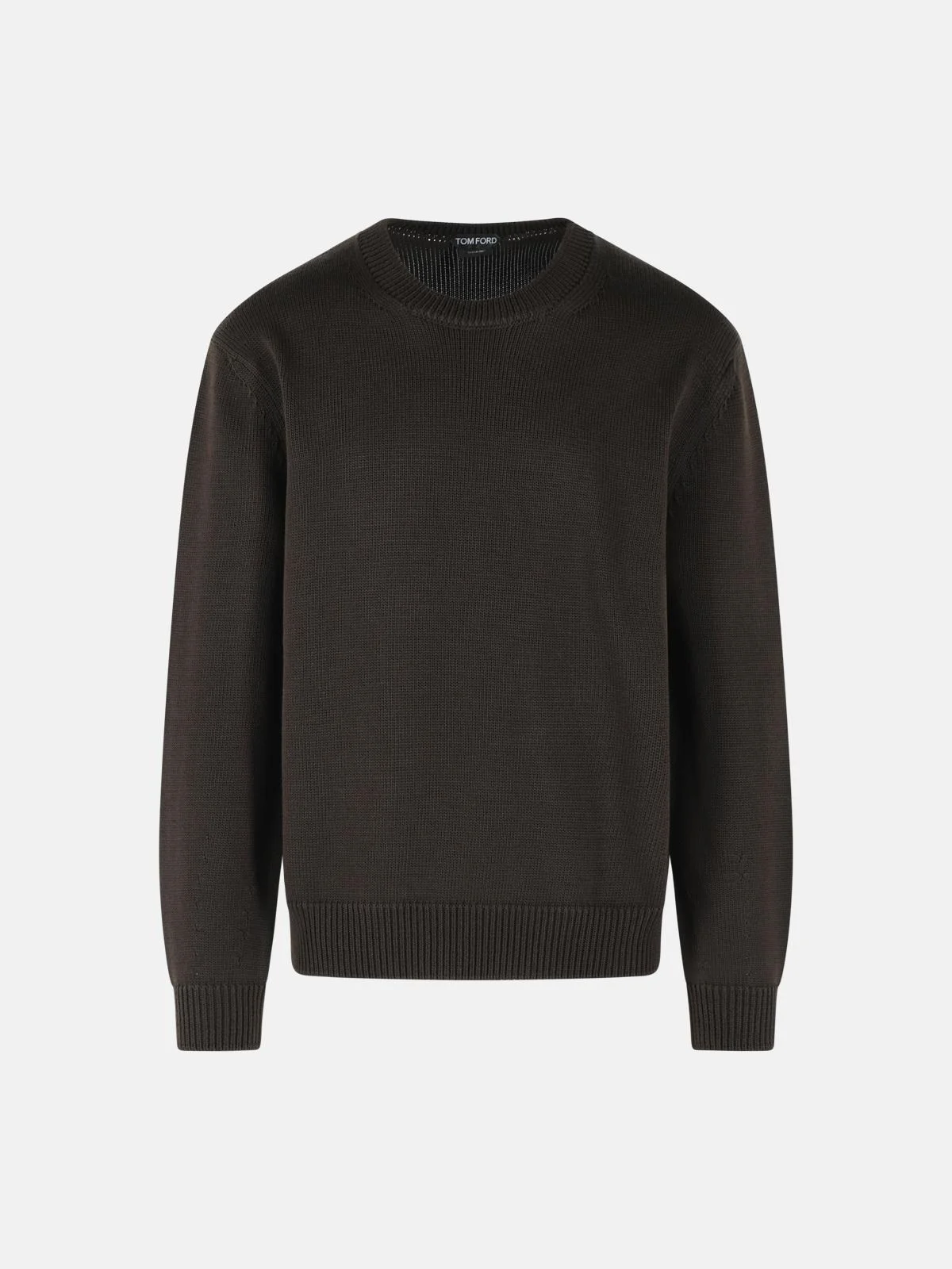 BROWN COTTON AND SILK SWEATER - 1