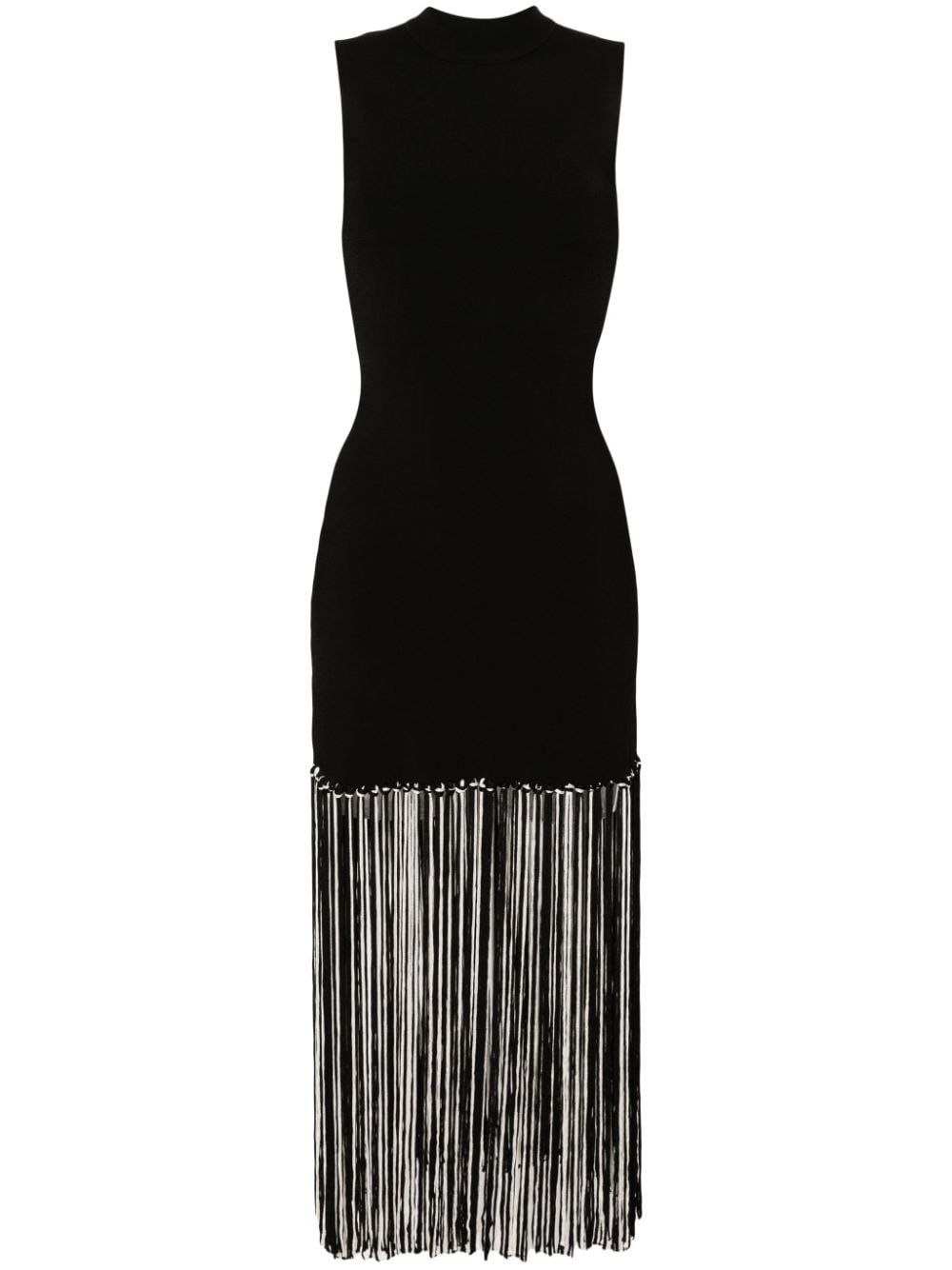 sleeveless fringed midi dress - 1