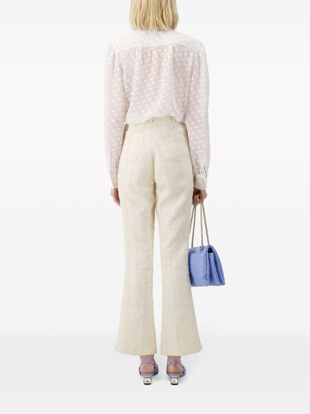 bouclÃ© high-waisted flared trousers - 4