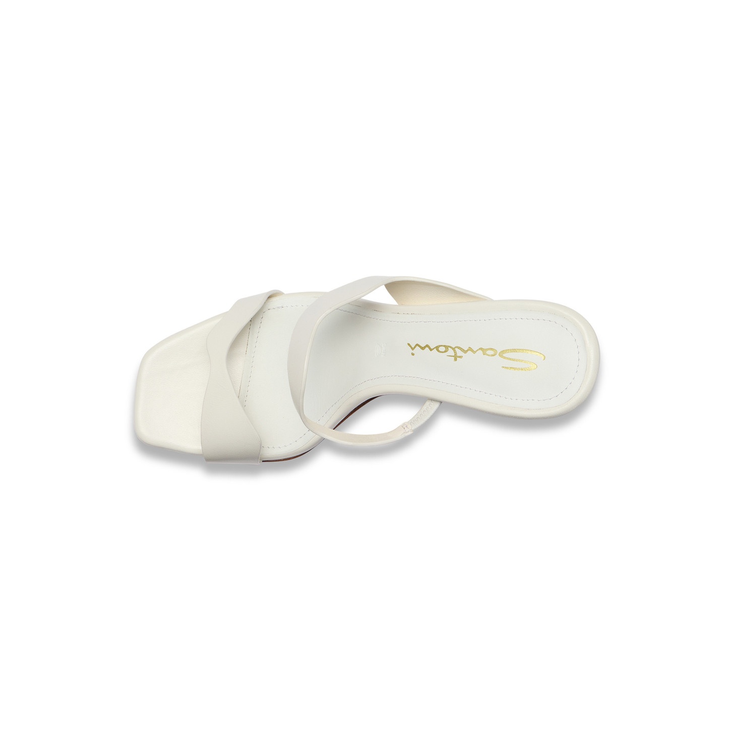Women's white leather high-heel sandal - 5
