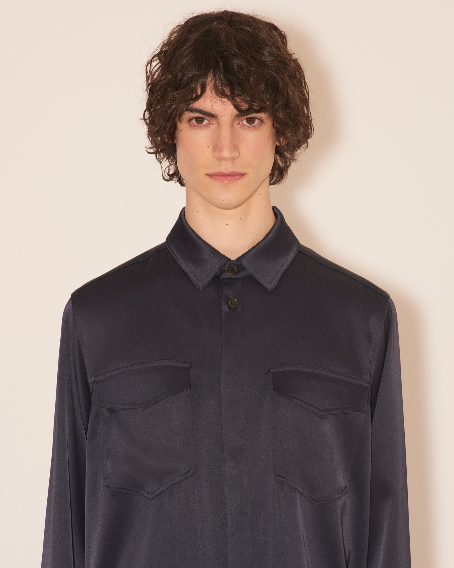 FLORIAN - Technical satin long sleeve - Navy - 6