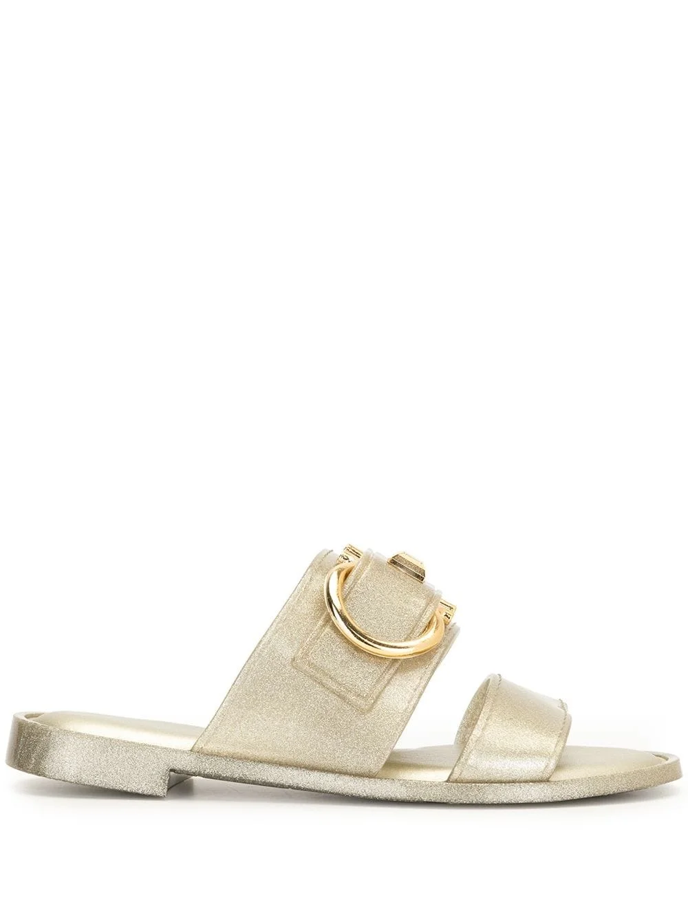 Gancini metallic flat sandals - 1
