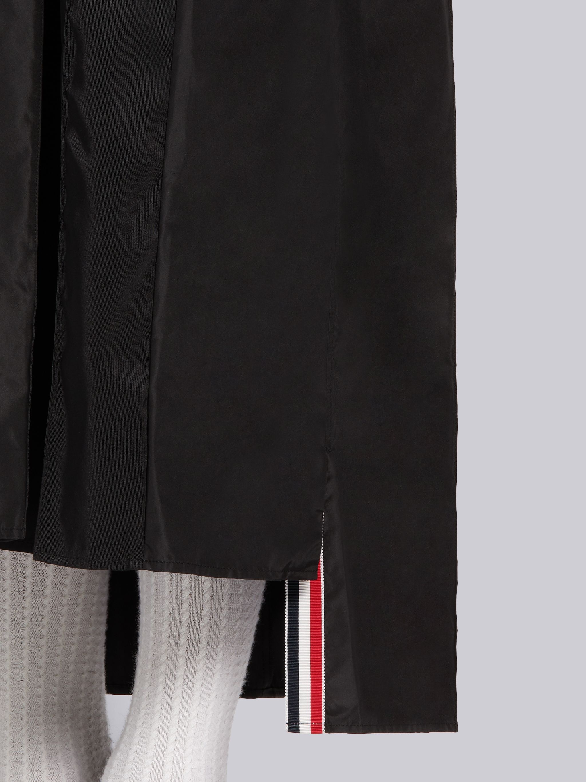 Black Silk Taffeta Long Sleeve French Cuff Inverted Pleat Ankle Length Shirtdress - 5