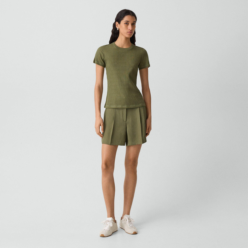 Theory Shrunken Crewneck Tee in Ribbed Cotton-Blend outlook