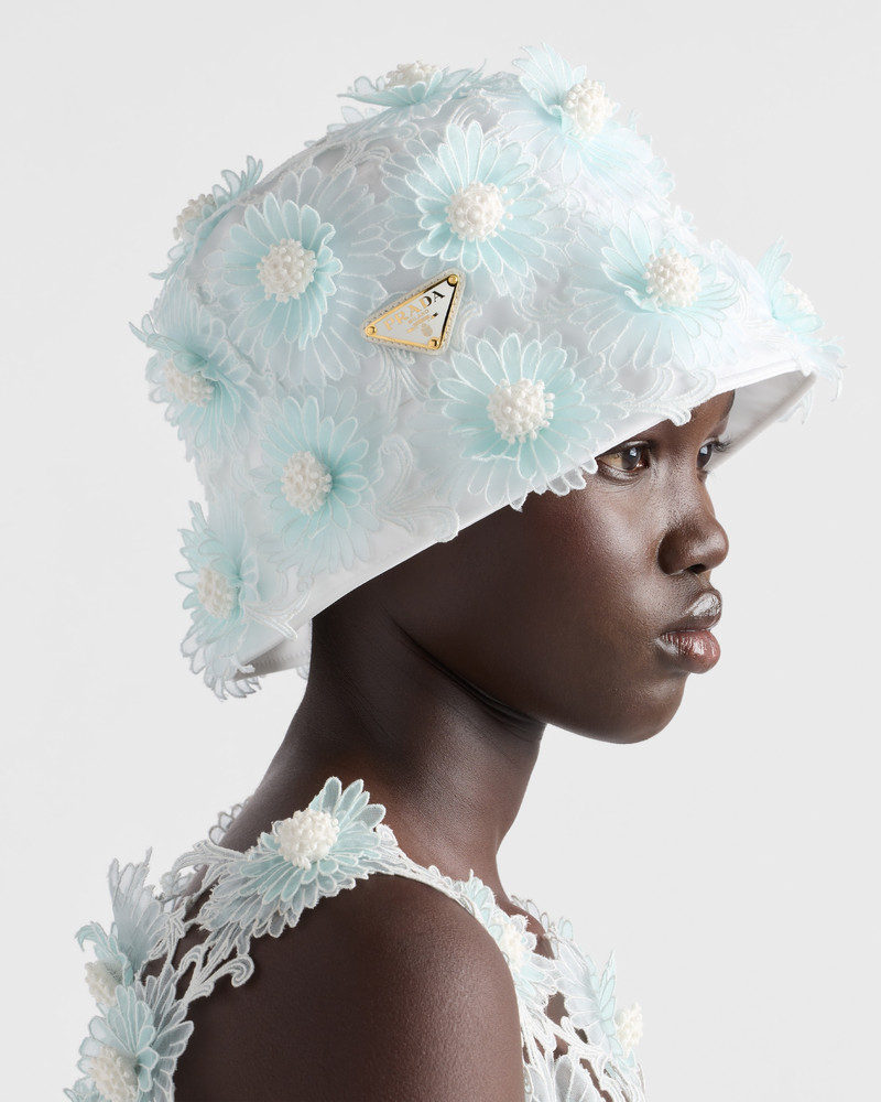 Prada Guipure lace bucket hat outlook
