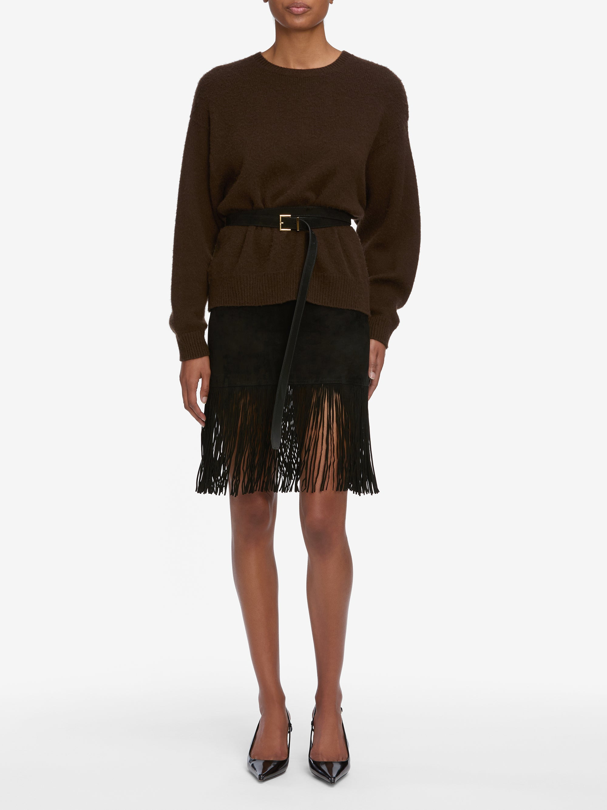 The Cashmere Brushed Sweater in Coffee - 2