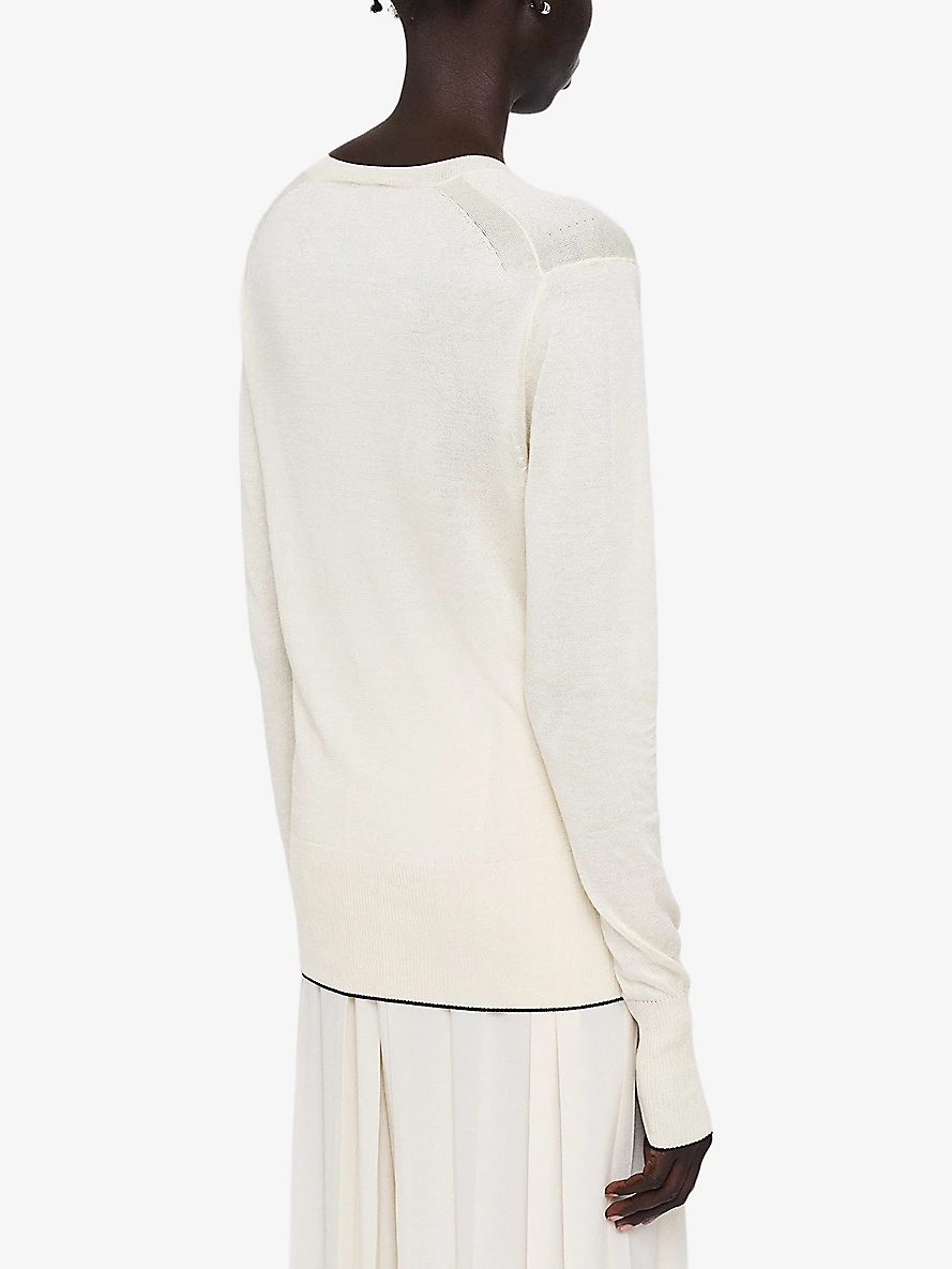 Long-sleeved round-neck cotton and silk top - 4