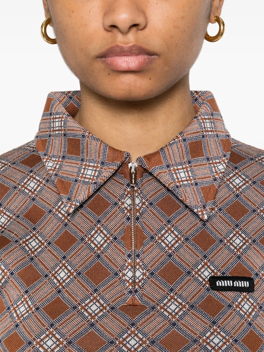 MIU MIU - Women Silk Check Polo Shirt - 4