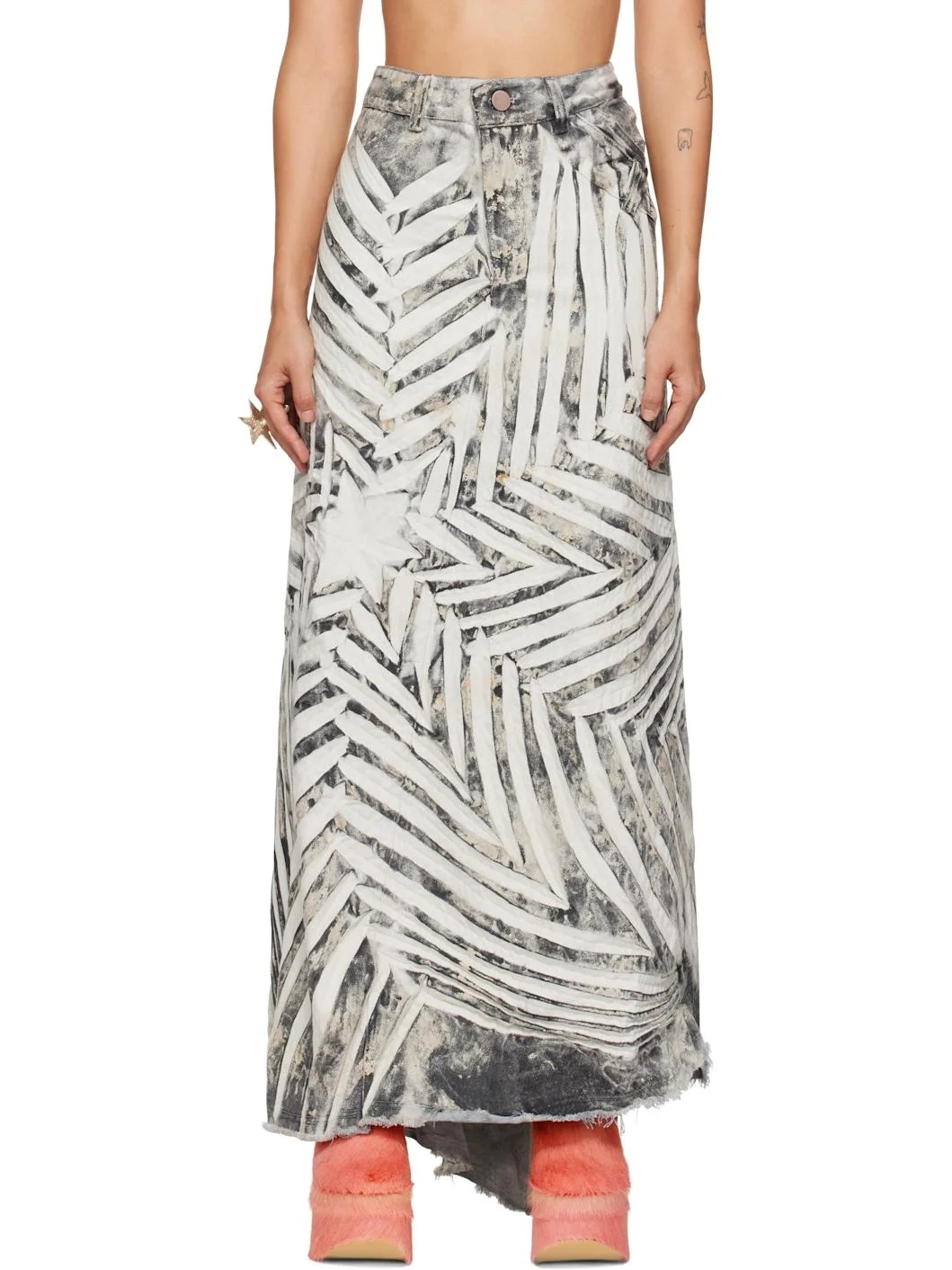 SSENSE Exclusive White & Black Denim Maxi Skirt - 1