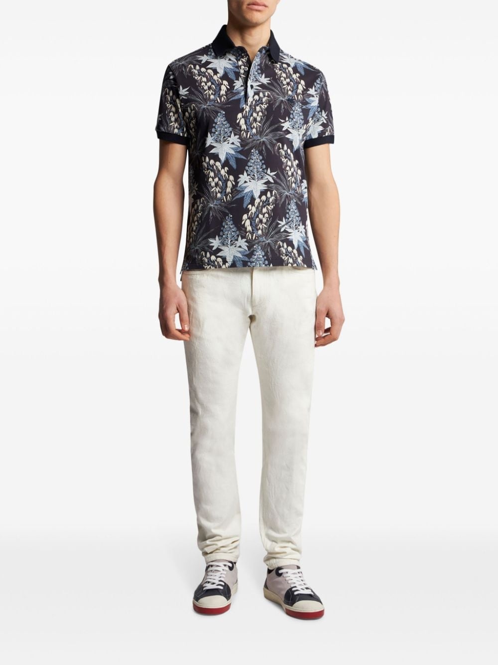slim-cut jacquard jeans - 2