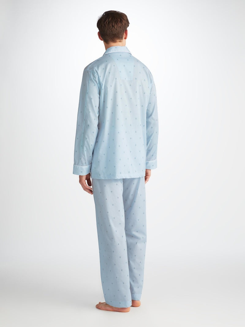 Men's Classic Fit Pajamas Nelson 100 Cotton Batiste Blue 5