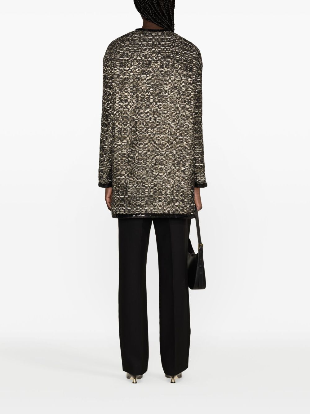 metallic-thread tweed midi coat - 4