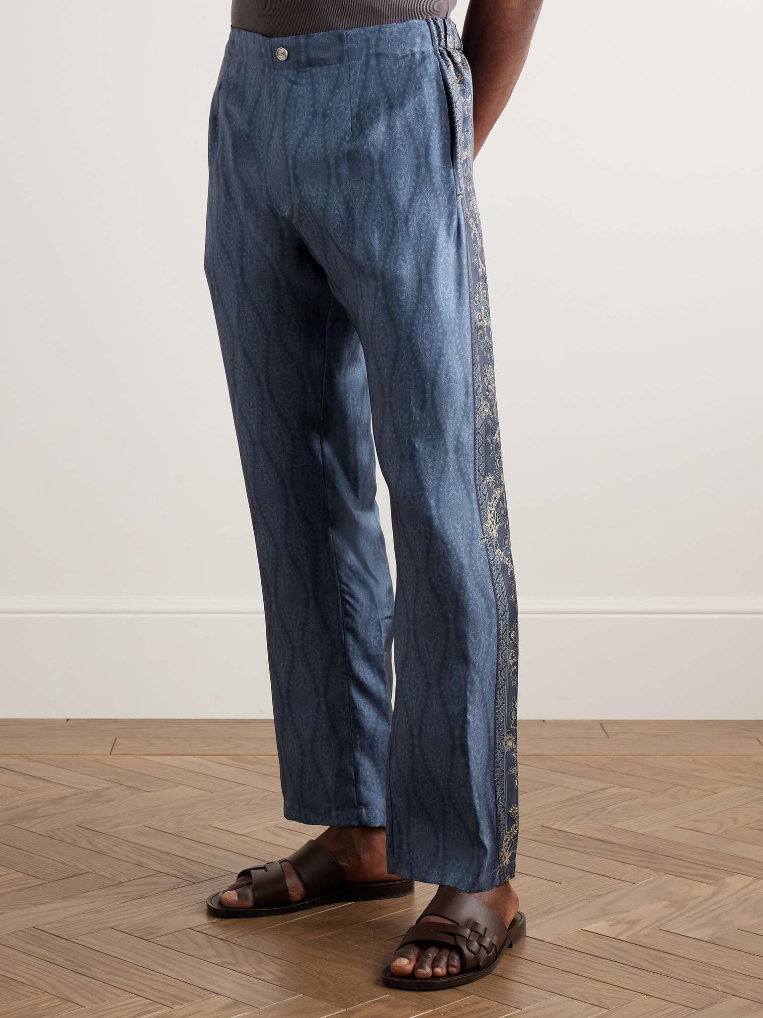 Slim-Fit Straight-Leg Printed Silk-Twill Trousers - 3