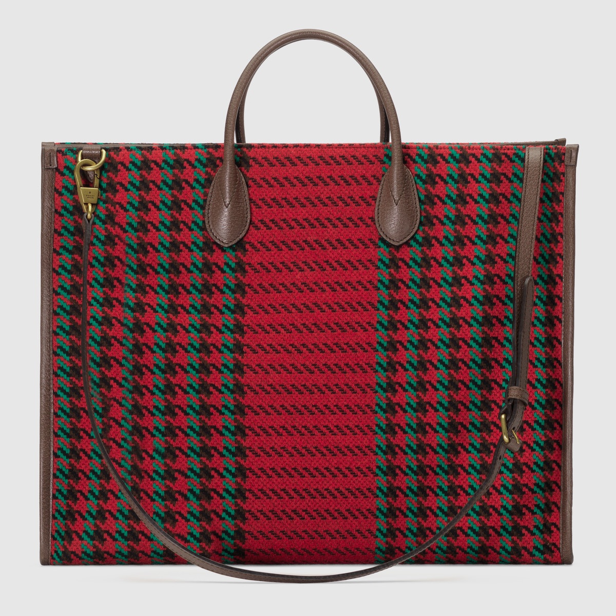 Houndstooth and stripe tote with Interlocking G - 3