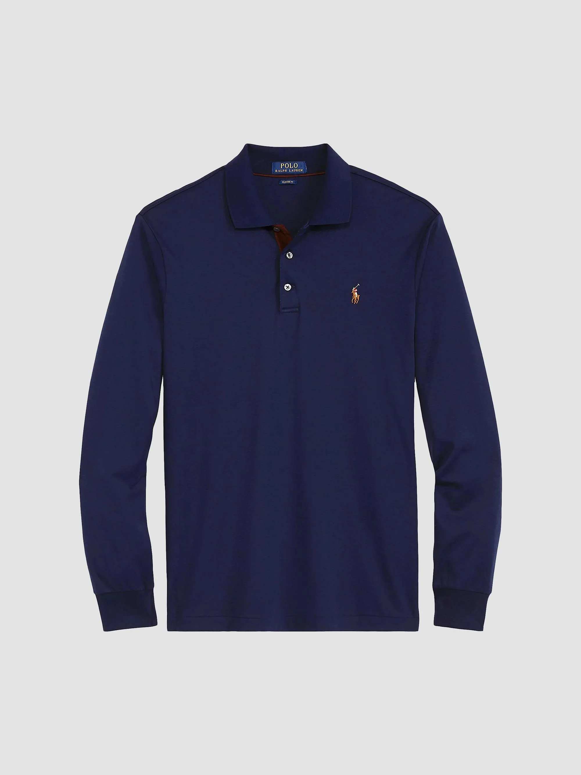 Men's Cotton Interlock Long-Sleeve Polo Shirt - Refined Navy - 1