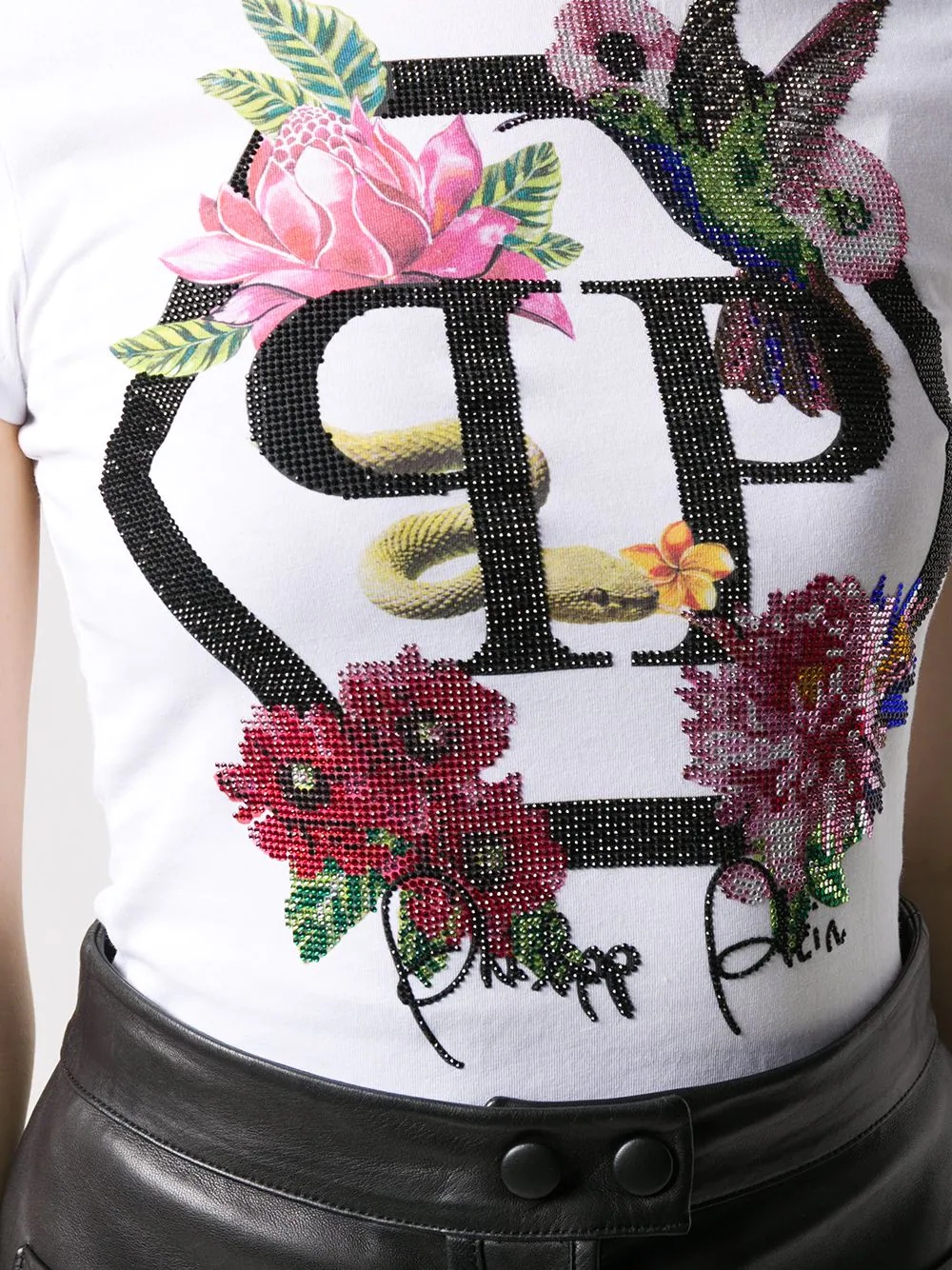 crew neck crystal-embellished T-shirt - 5