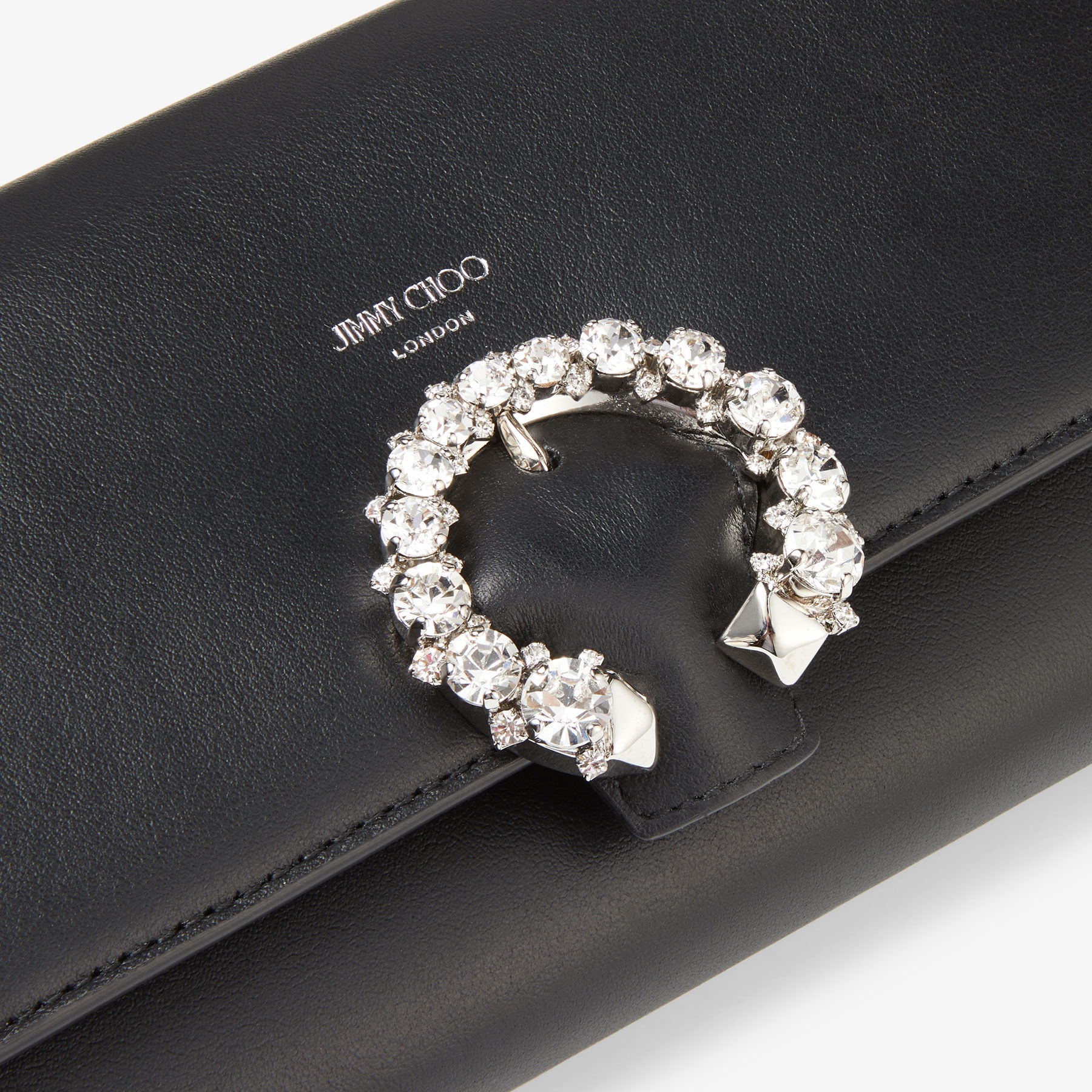 Wallet W/chain
Black Calf Leather Wallet with Crystal Buckle - 7