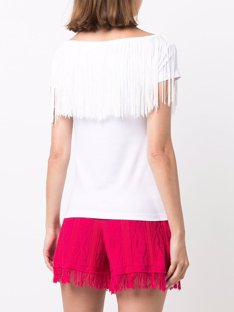 embroidered-logo fringed T-shirt 4