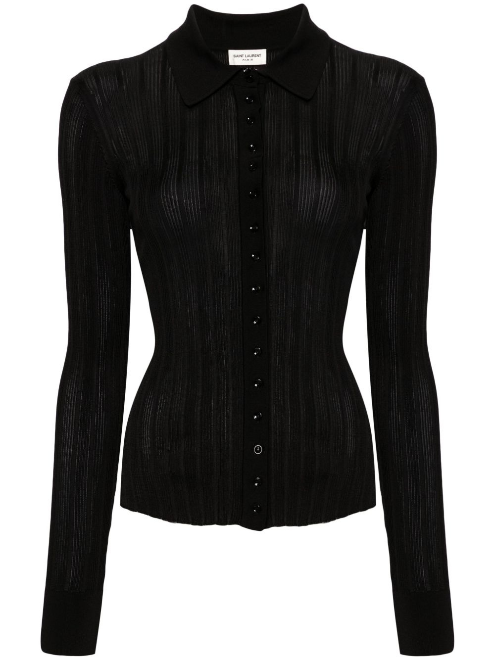 ribbed-knit polo top - 1