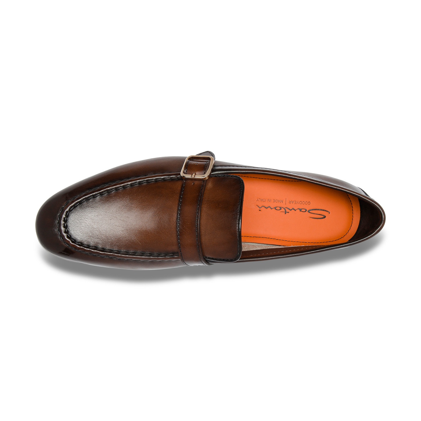 Men's dark brown leather single-buckle loafer - 5