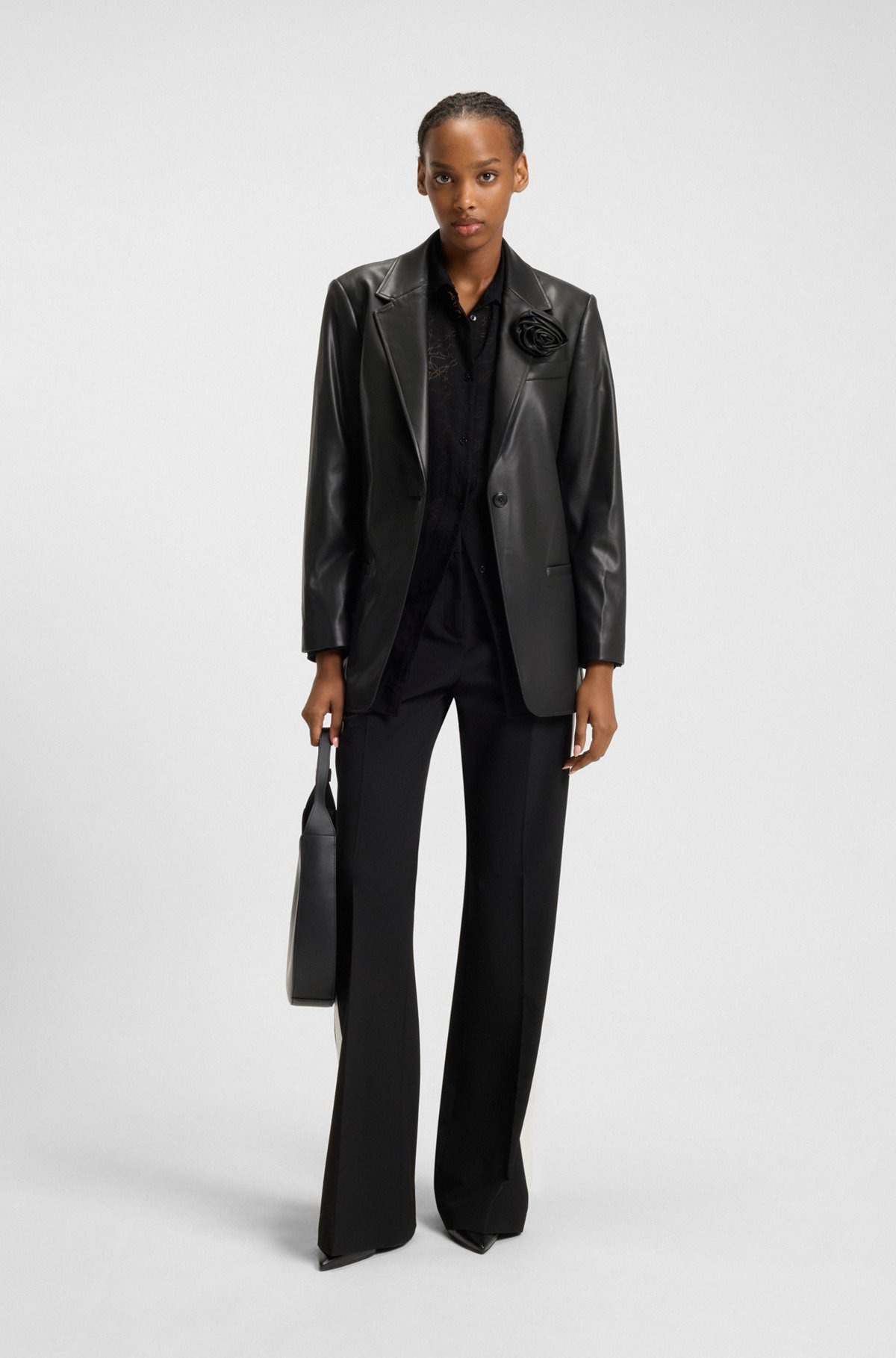 REGULAR-FIT BLAZER IN FAUX LEATHER - 3